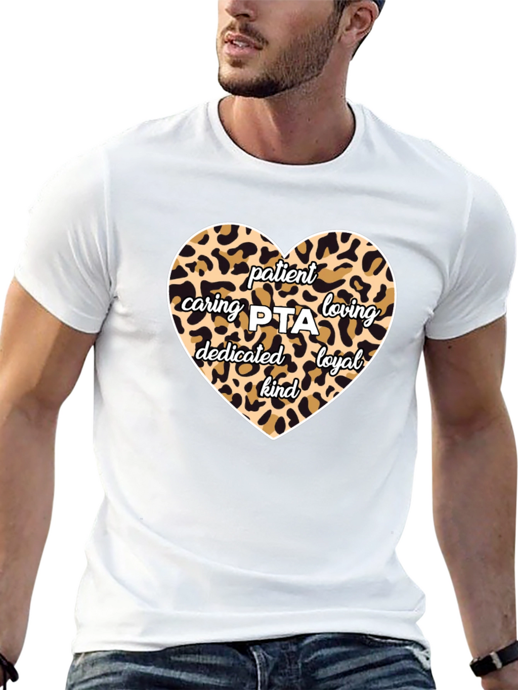 Patient Caring PTA Leopard Print Heart T-Shirt