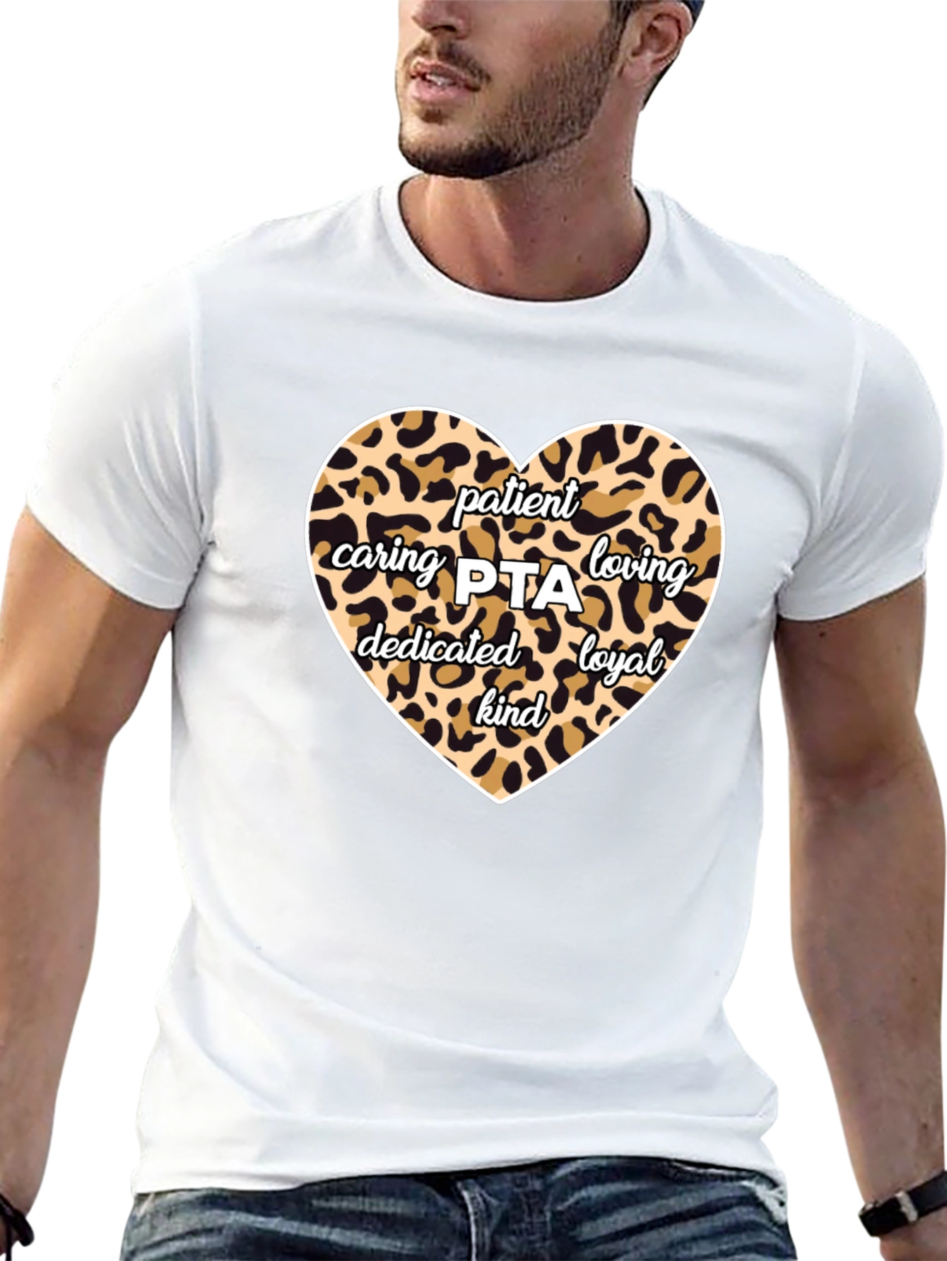 Patient Caring PTA Leopard Print Heart T-Shirt