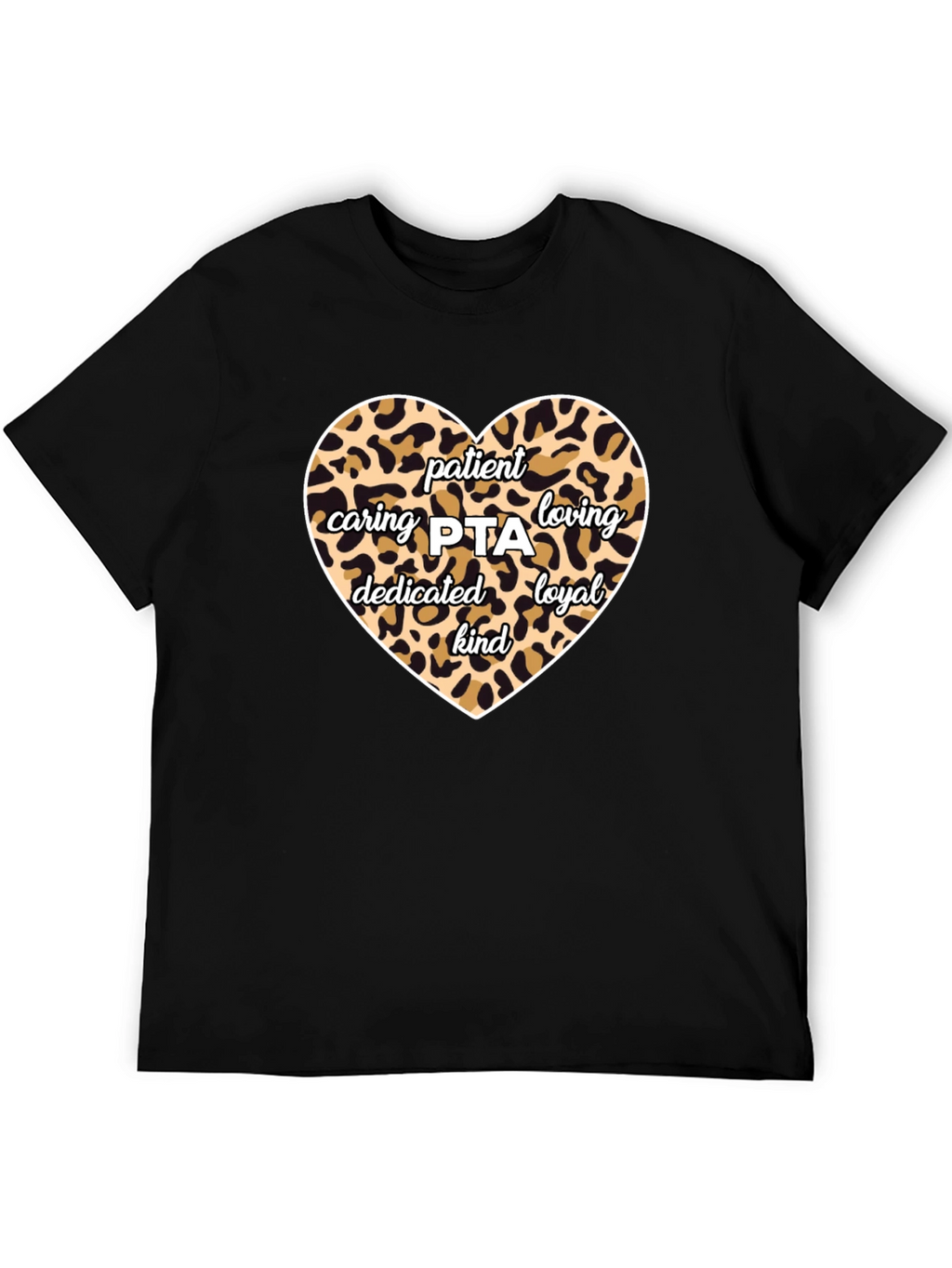 Patient Caring PTA Leopard Print Heart T-Shirt