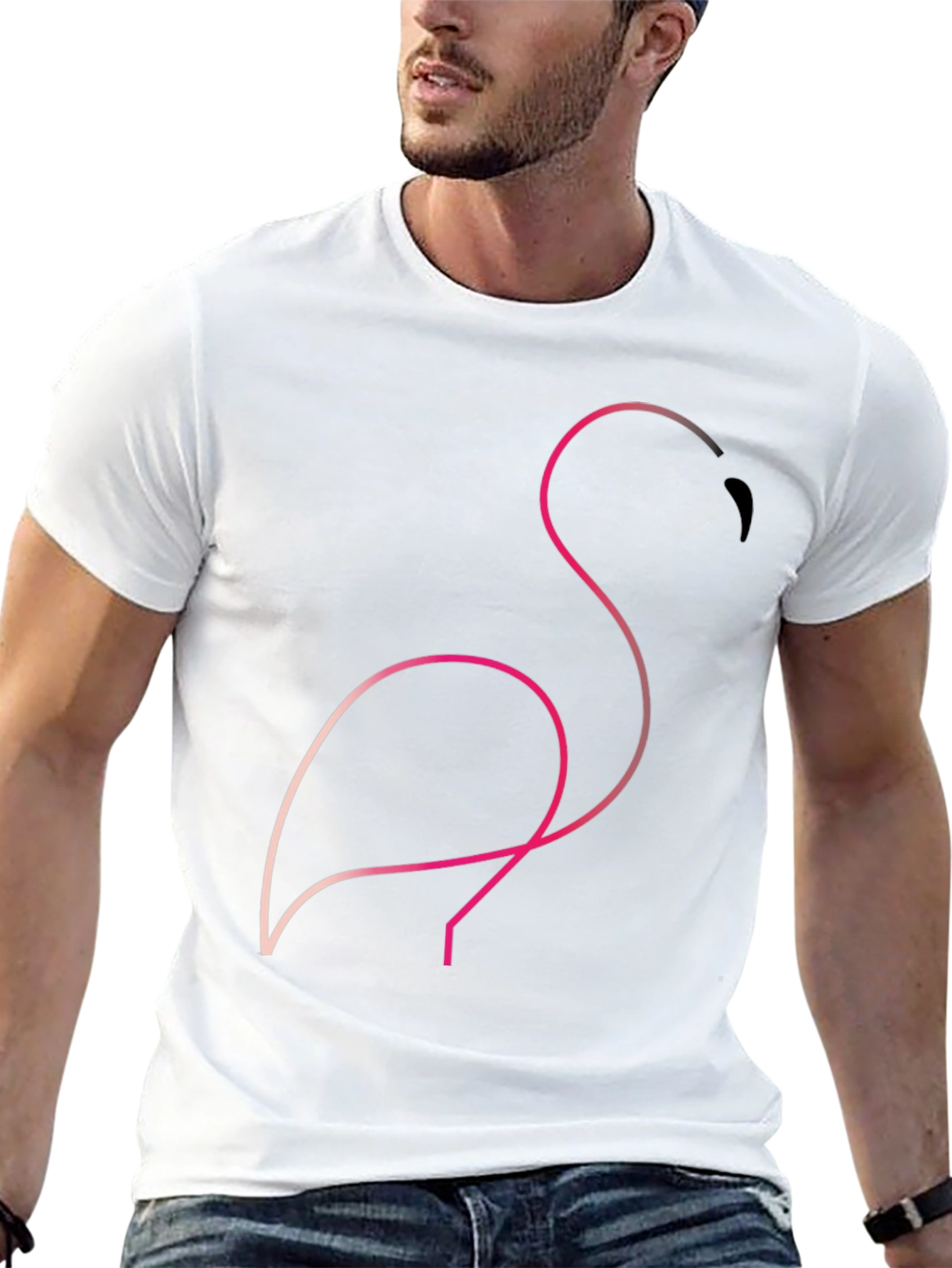 Minimalist Flamingo Graphic Tee - Black