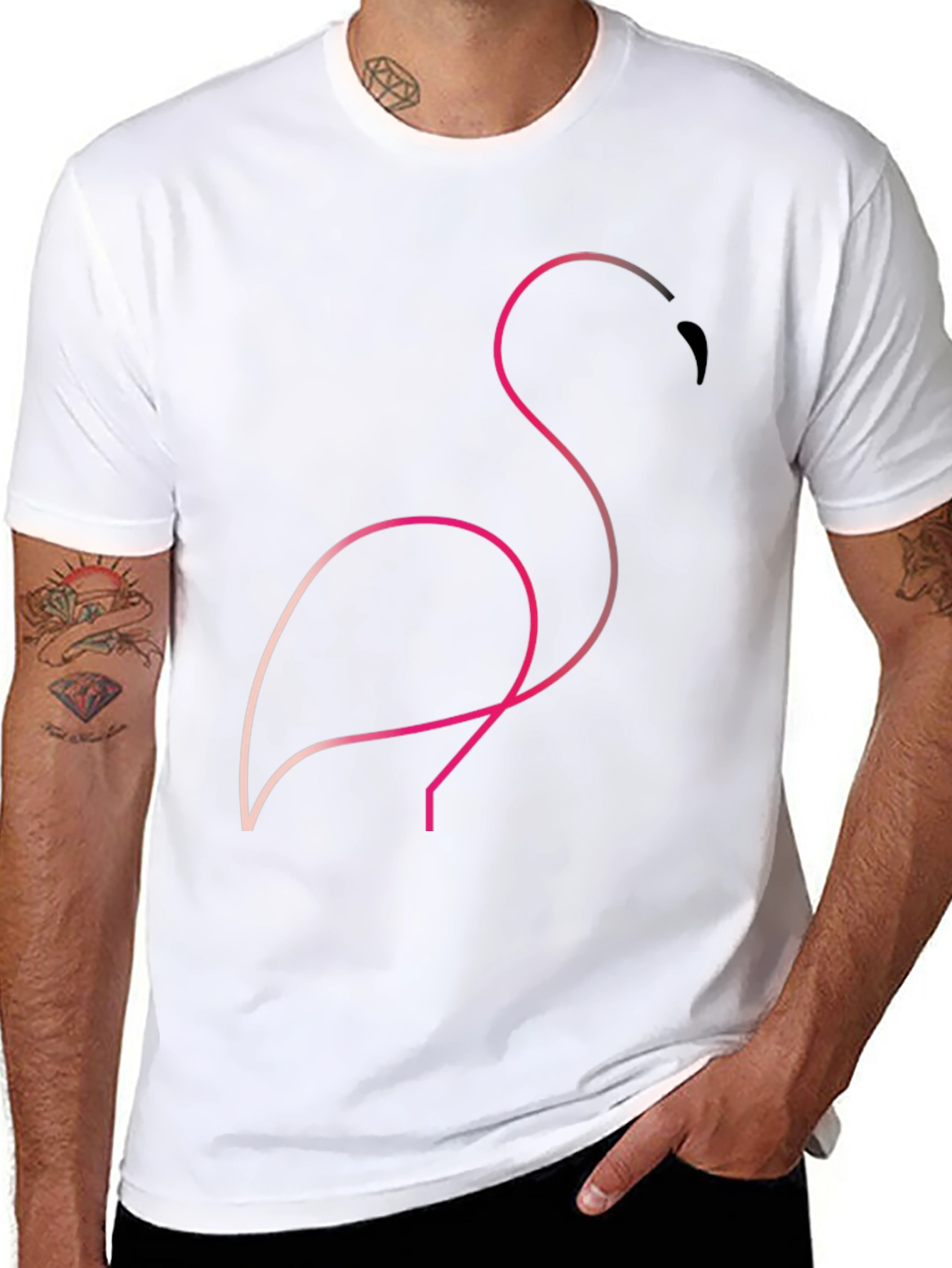 Minimalist Flamingo Graphic Tee - Black