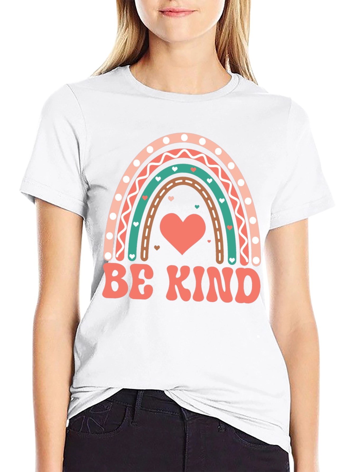 Be Kind Heart Rainbow Graphic Tee