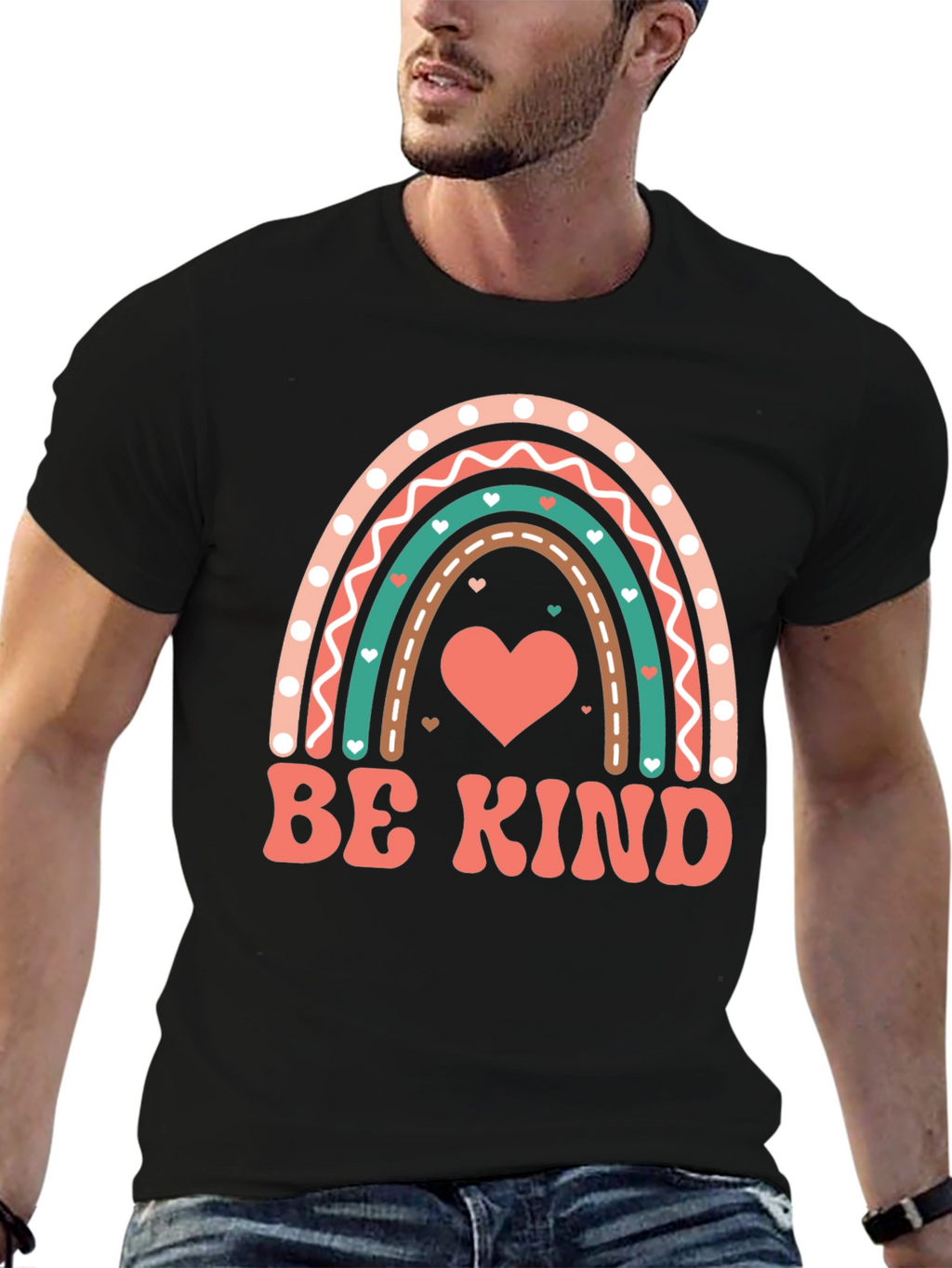 Be Kind Heart Rainbow Graphic Tee