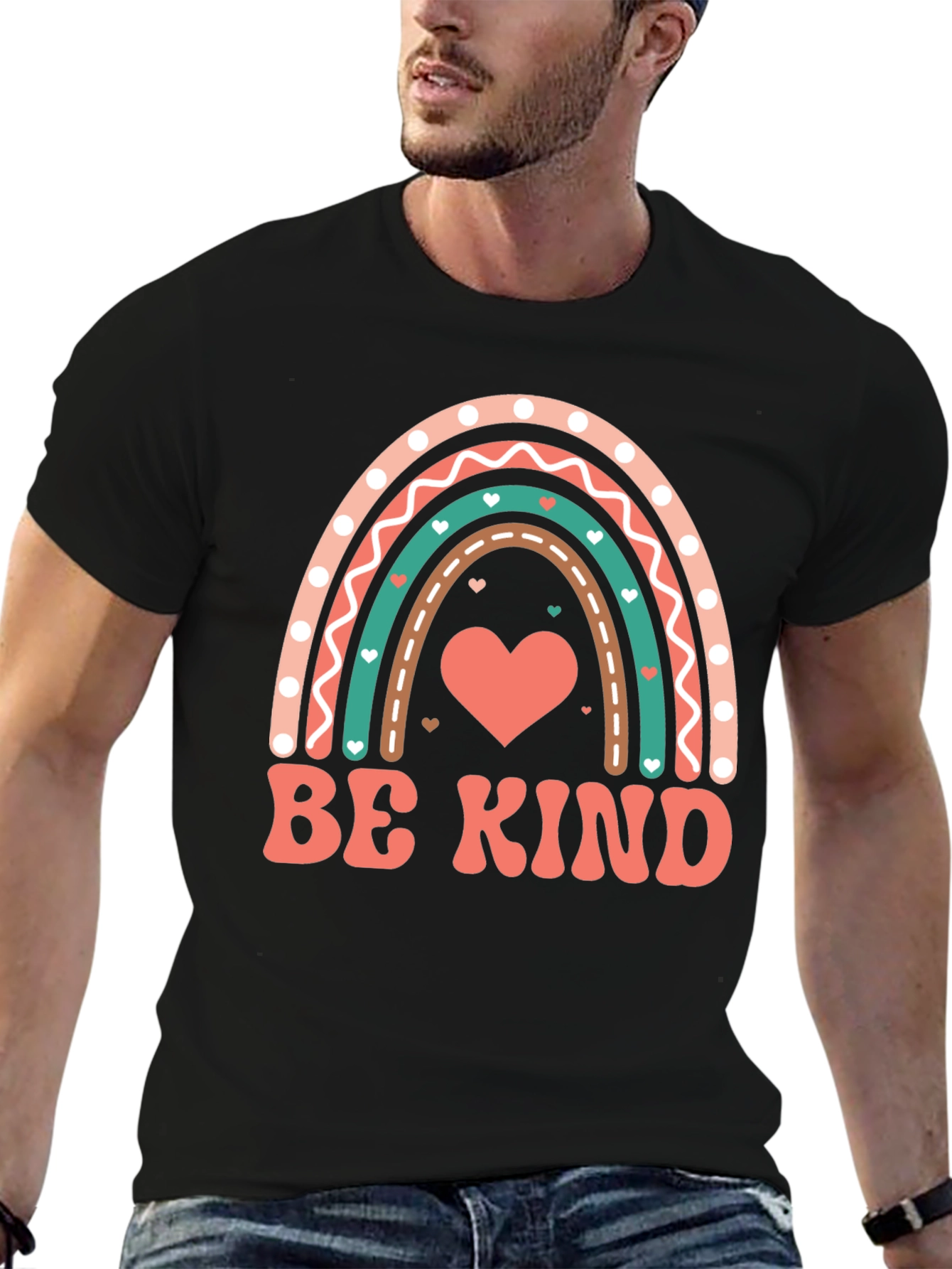 Be Kind Heart Rainbow Graphic Tee
