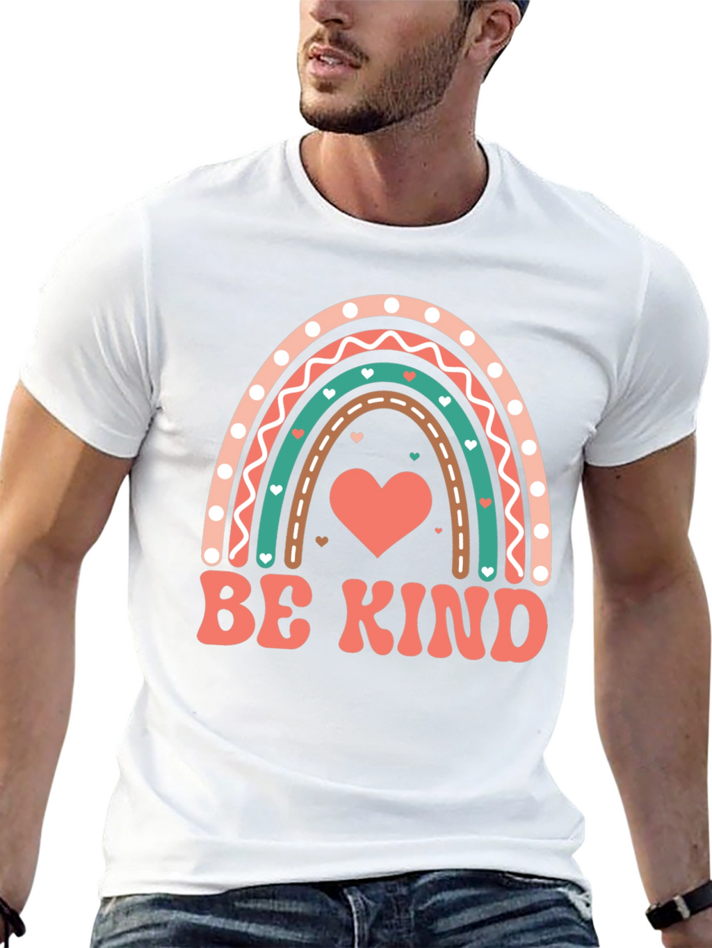 Be Kind Heart Rainbow Graphic Tee