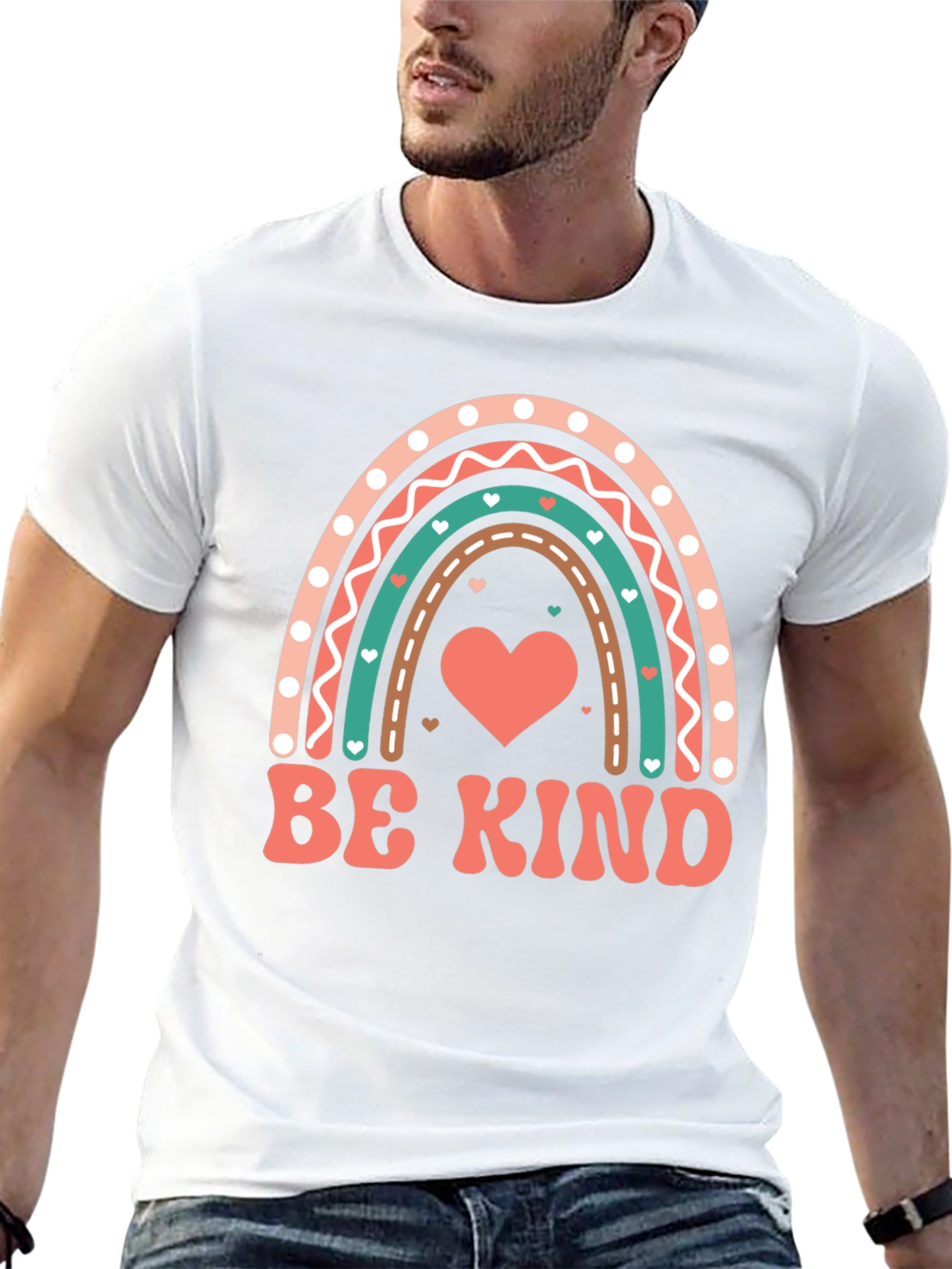 Be Kind Heart Rainbow Graphic Tee