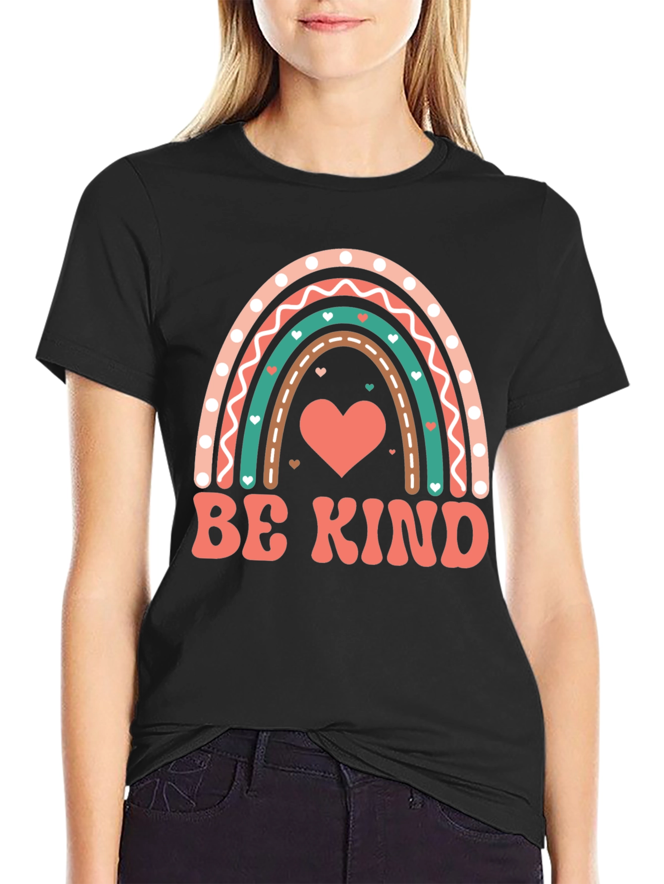Be Kind Heart Rainbow Graphic Tee
