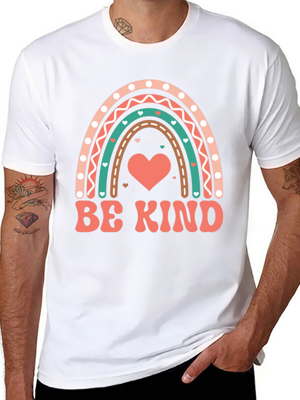 Be Kind Heart Rainbow Graphic Tee