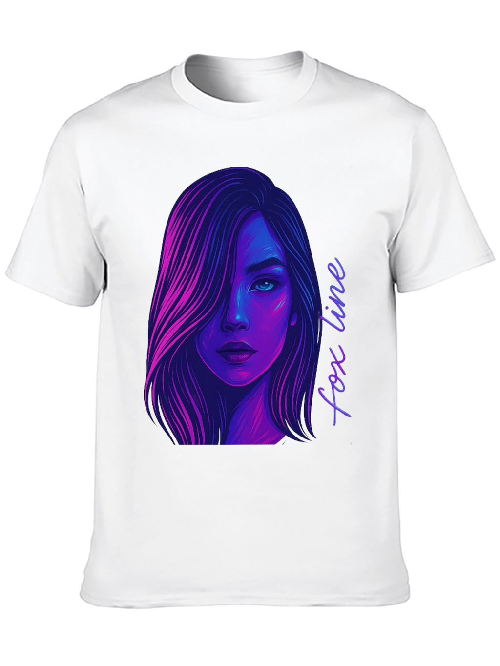 Neon Fox Line Art T-Shirt