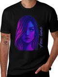Neon Fox Line Art T-Shirt