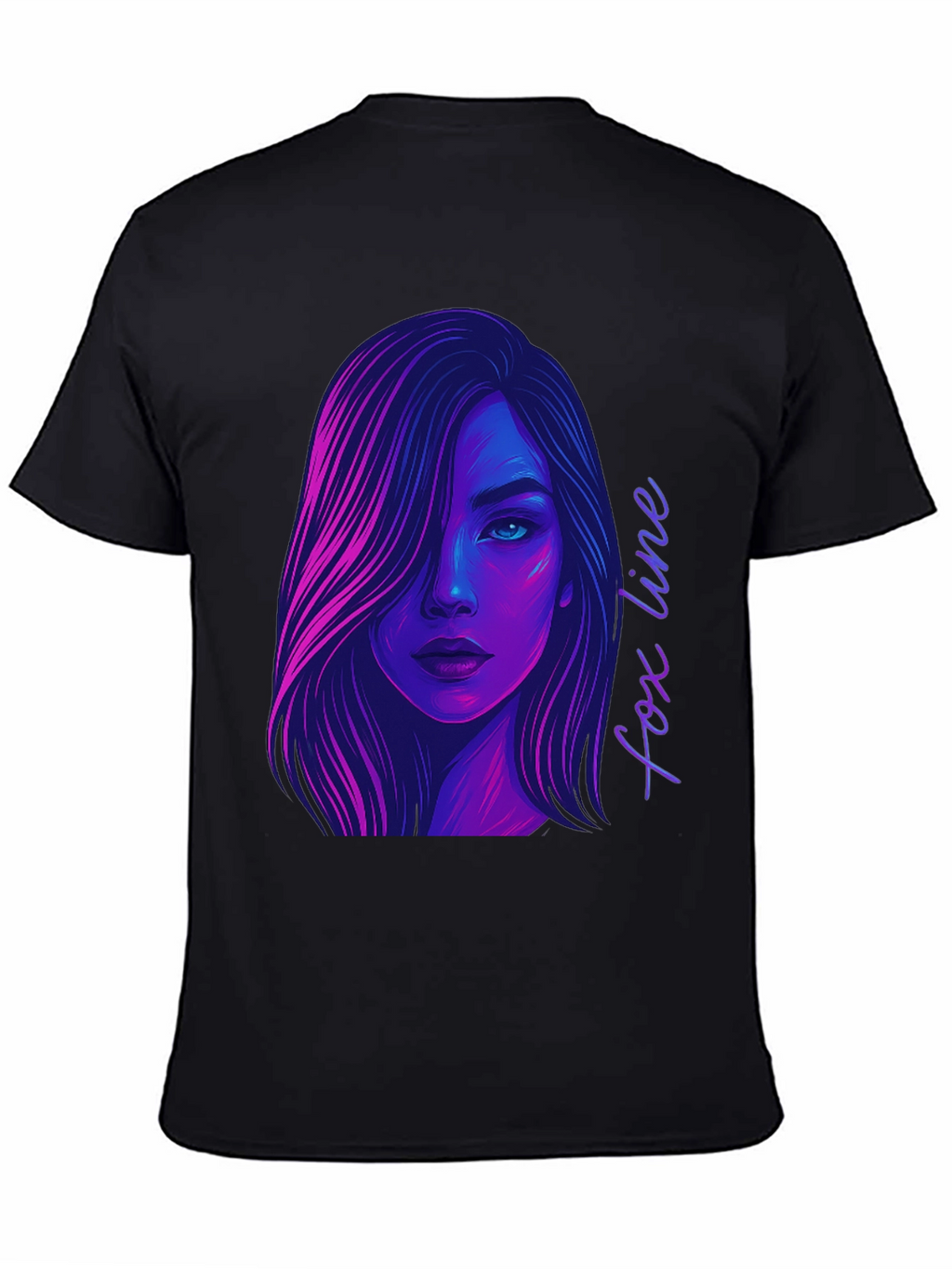 Neon Fox Line Art T-Shirt