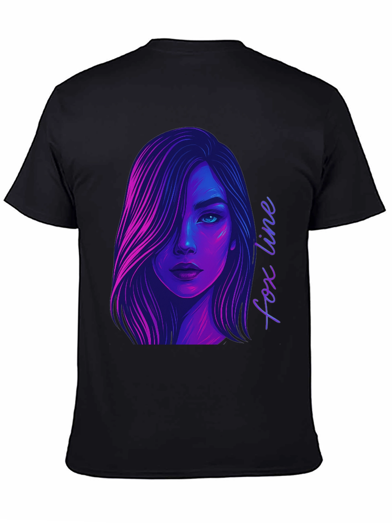 Neon Fox Line Art T-Shirt