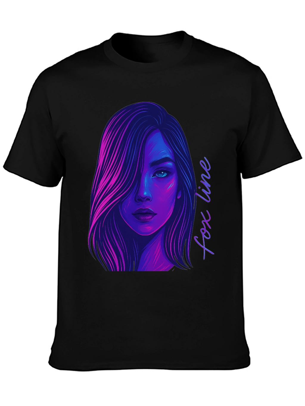 Neon Fox Line Art T-Shirt