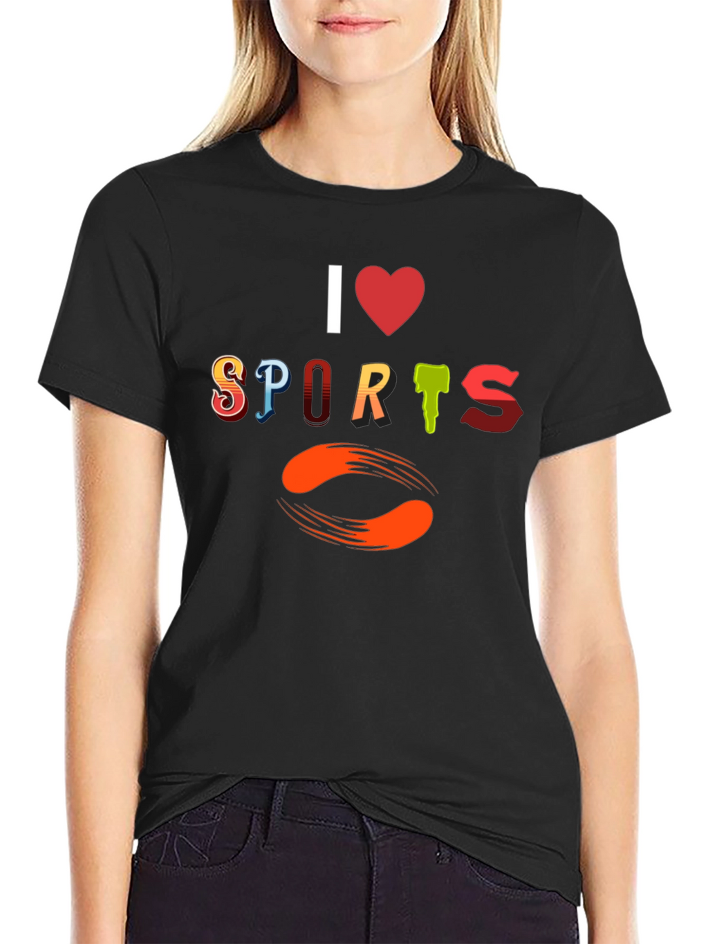 I Love Sports Graphic Print T-Shirt