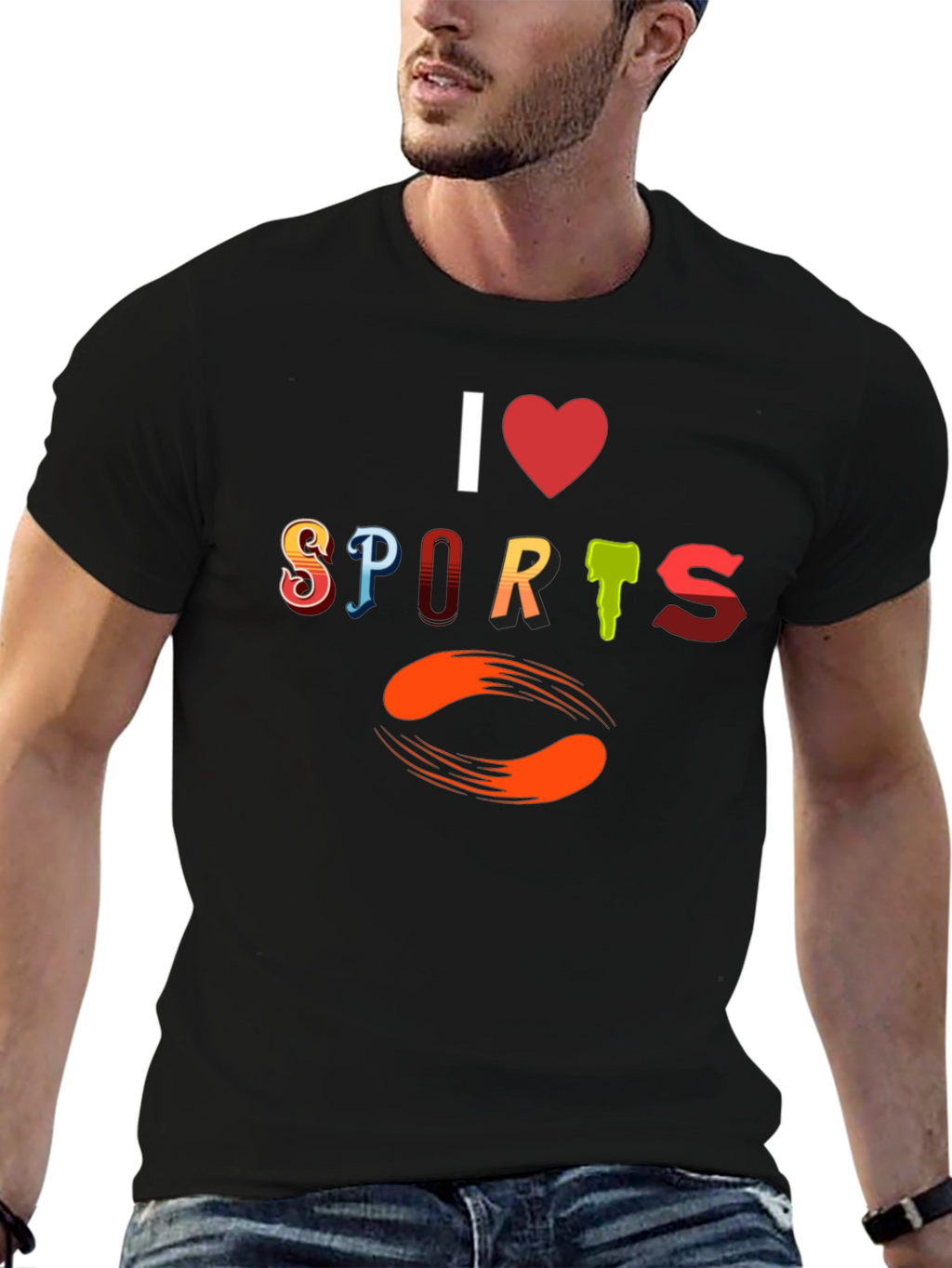 I Love Sports Graphic Print T-Shirt