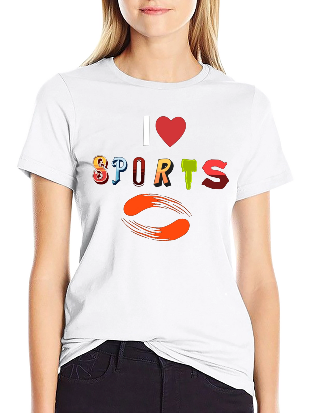 I Love Sports Graphic Print T-Shirt