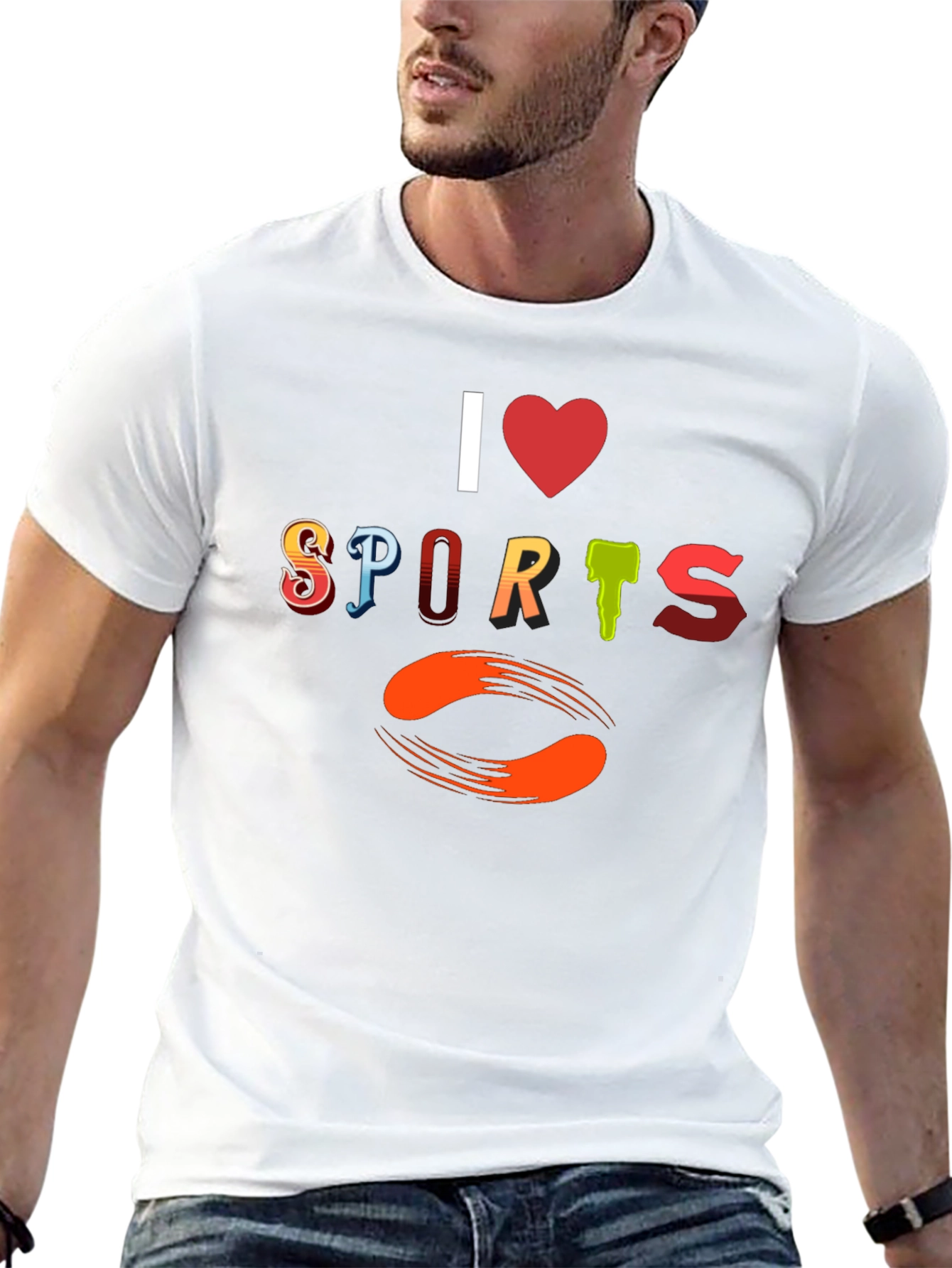 I Love Sports Graphic Print T-Shirt