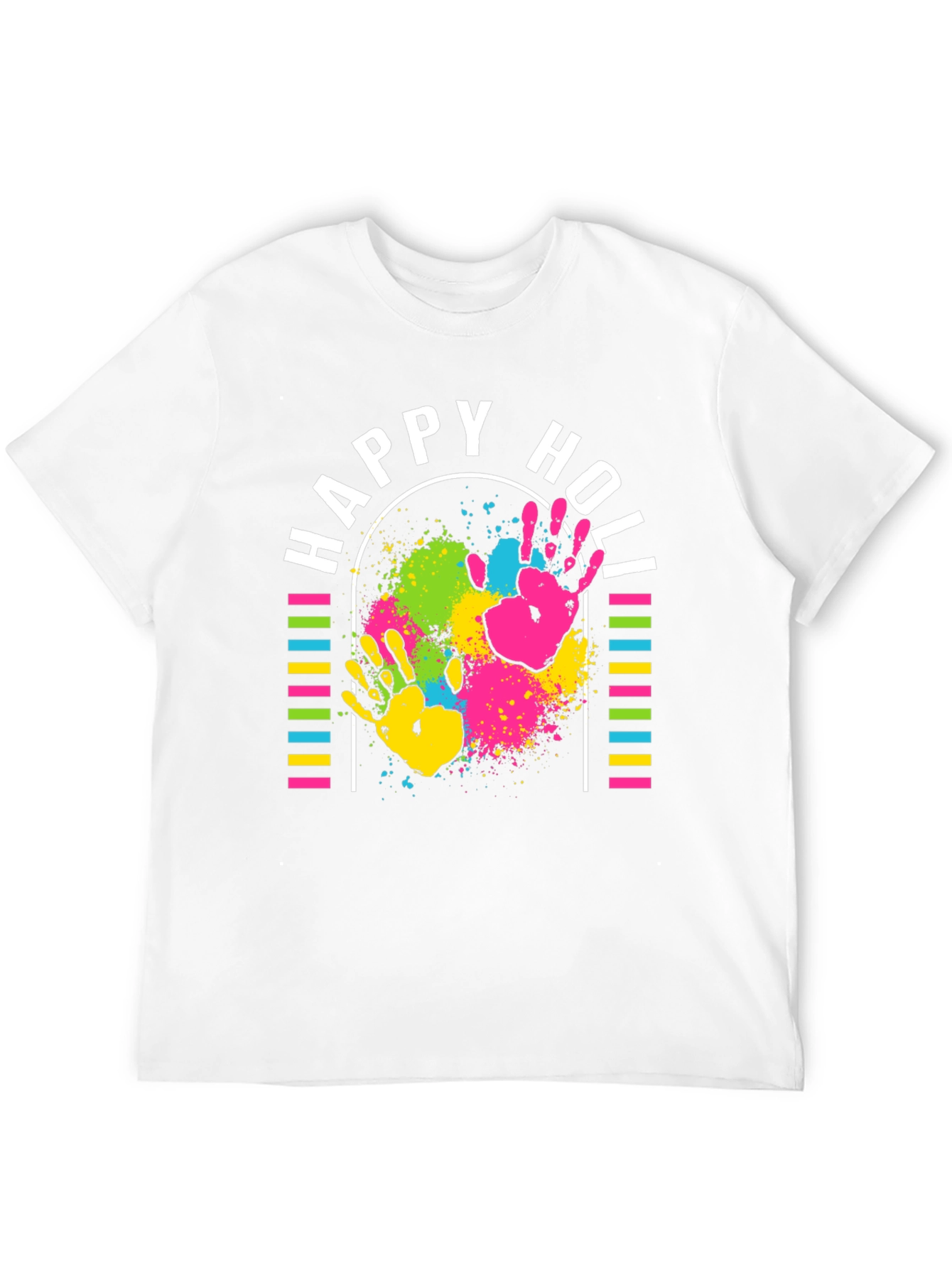 Happy Holi T-Shirt - Colorful Handprints Design