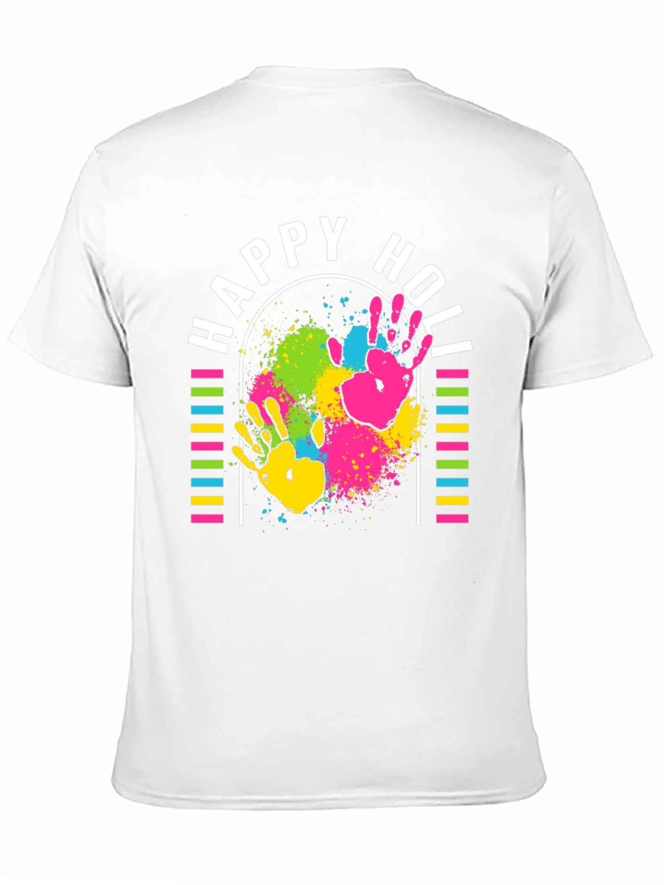 Happy Holi T-Shirt - Colorful Handprints Design