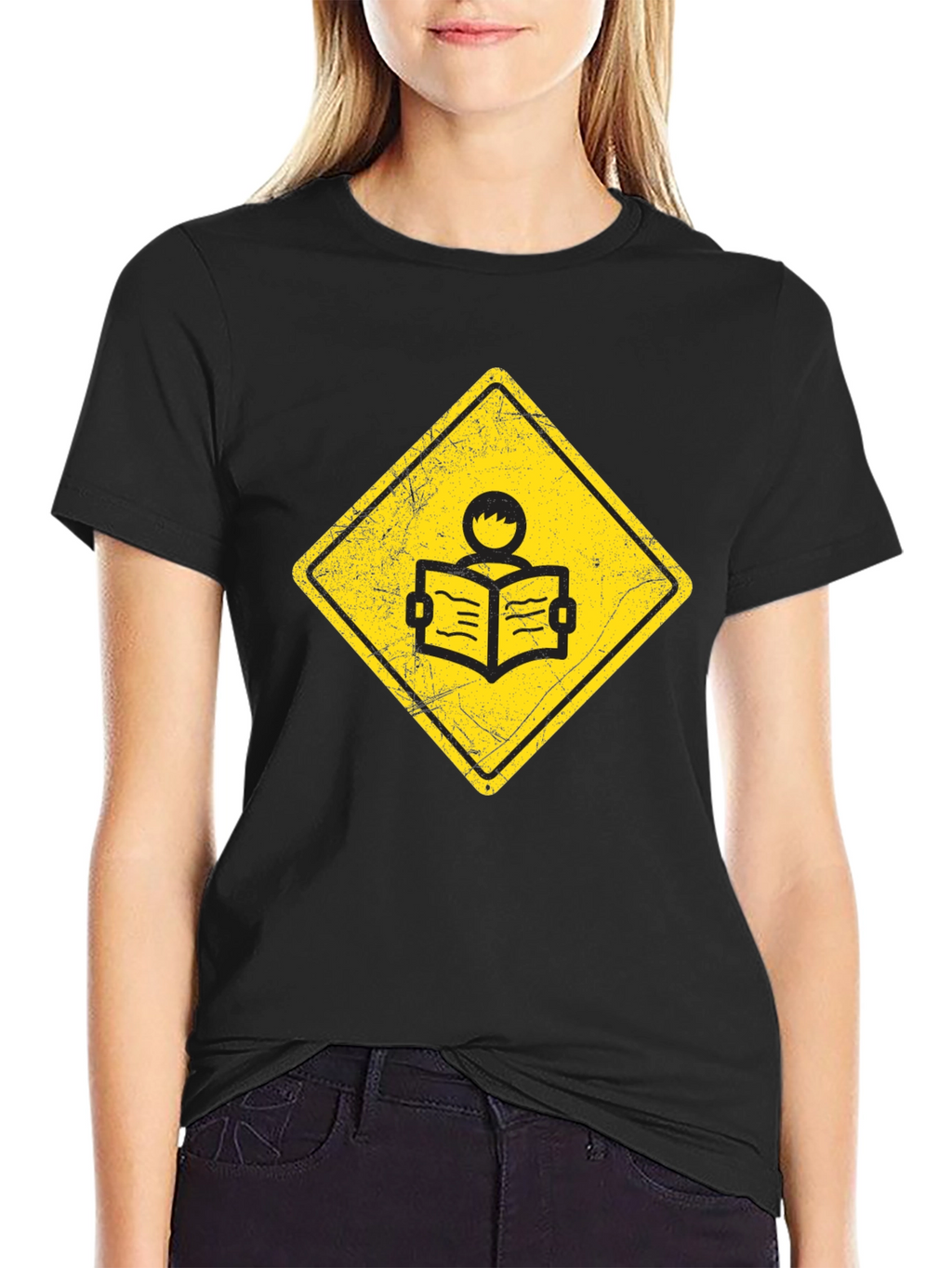 Caution Reader T-Shirt - Black Cotton Tee