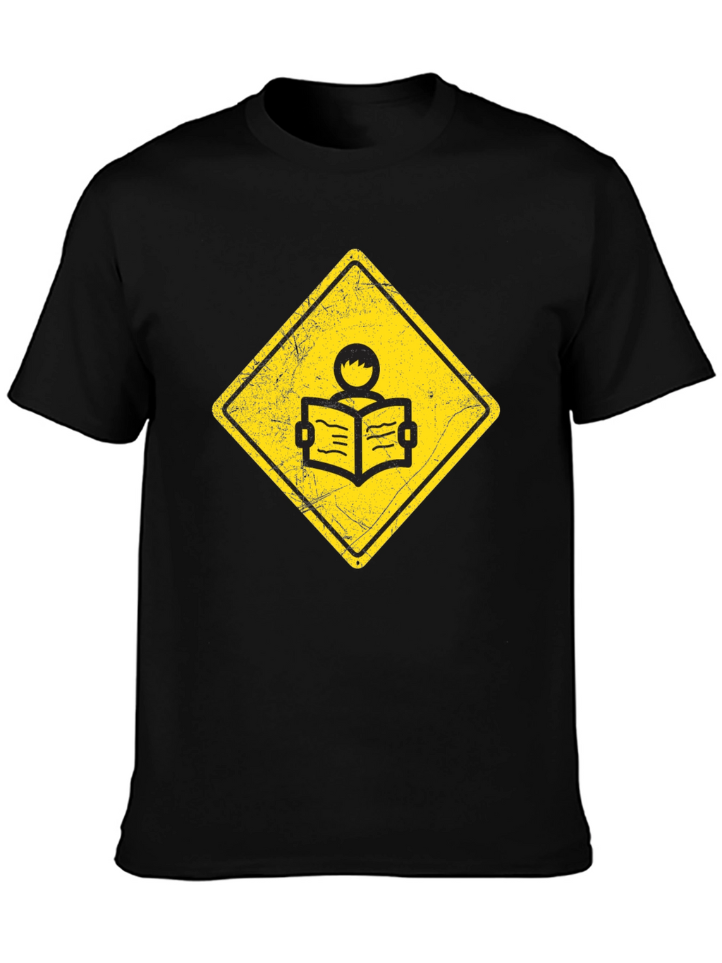 Caution Reader T-Shirt - Black Cotton Tee