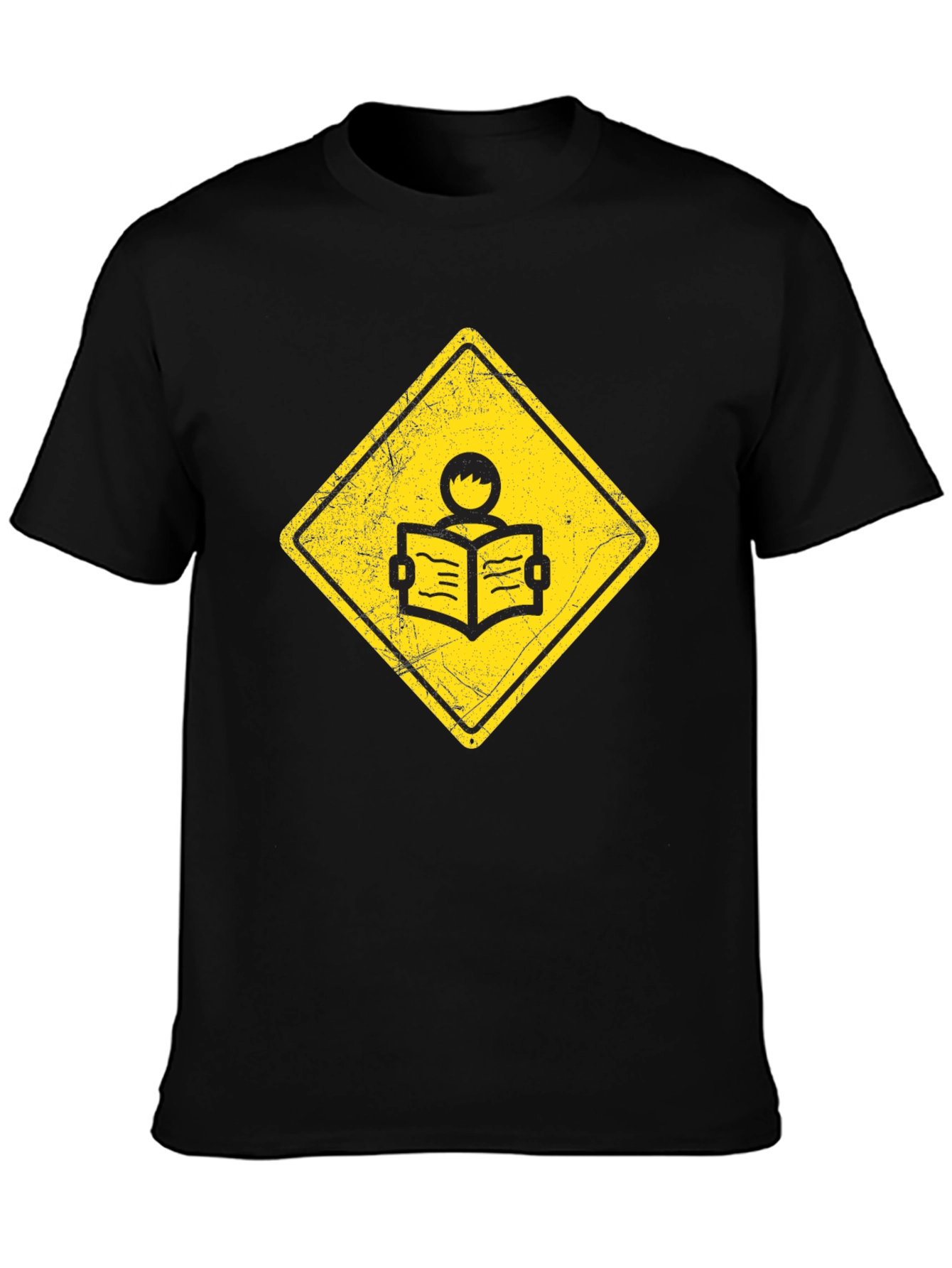 Caution Reader T-Shirt - Black Cotton Tee