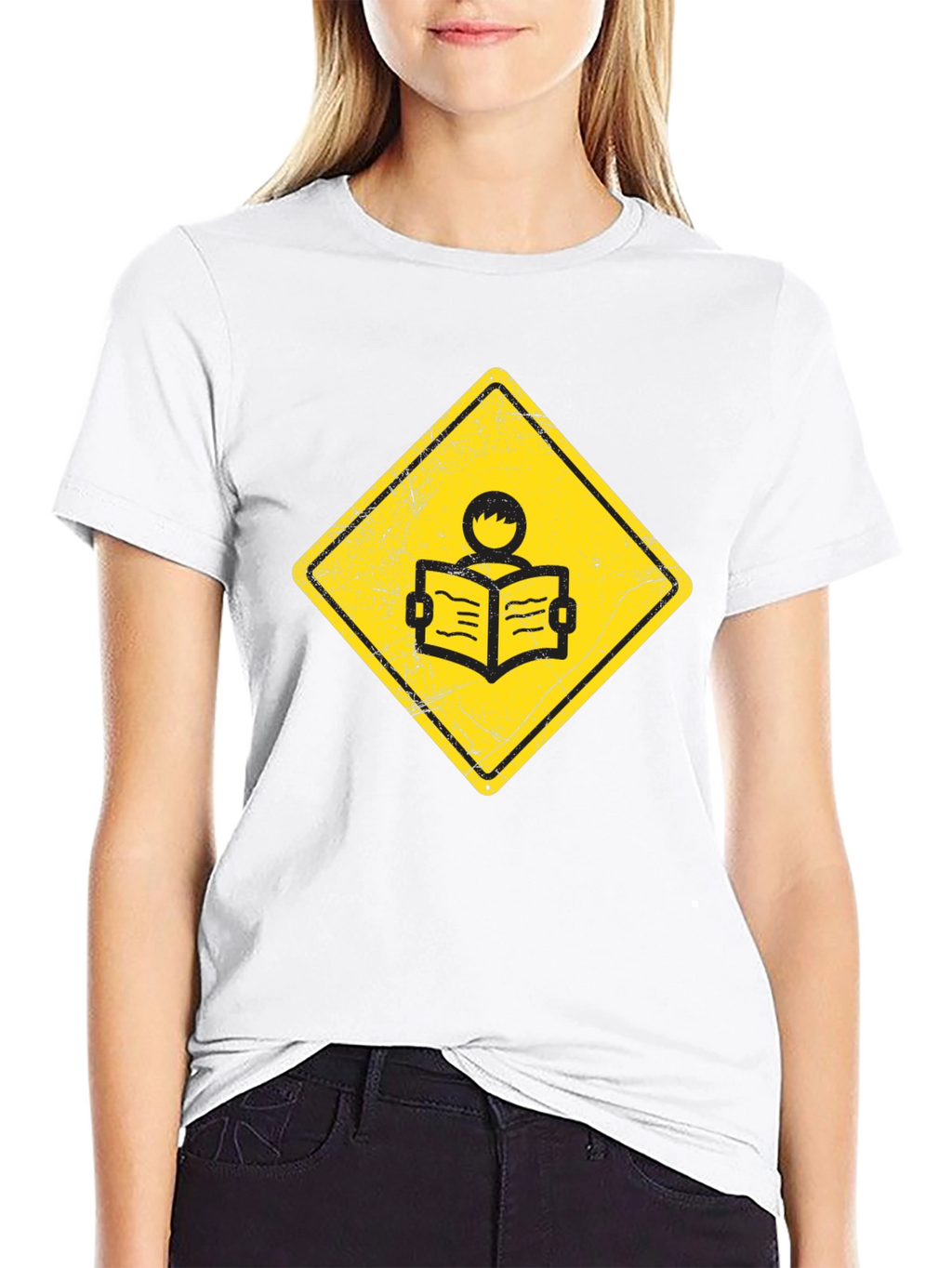 Caution Reader T-Shirt - Black Cotton Tee