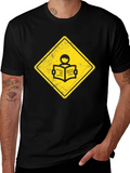 Caution Reader T-Shirt - Black Cotton Tee
