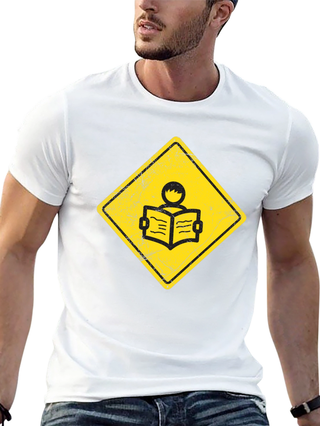 Caution Reader T-Shirt - Black Cotton Tee