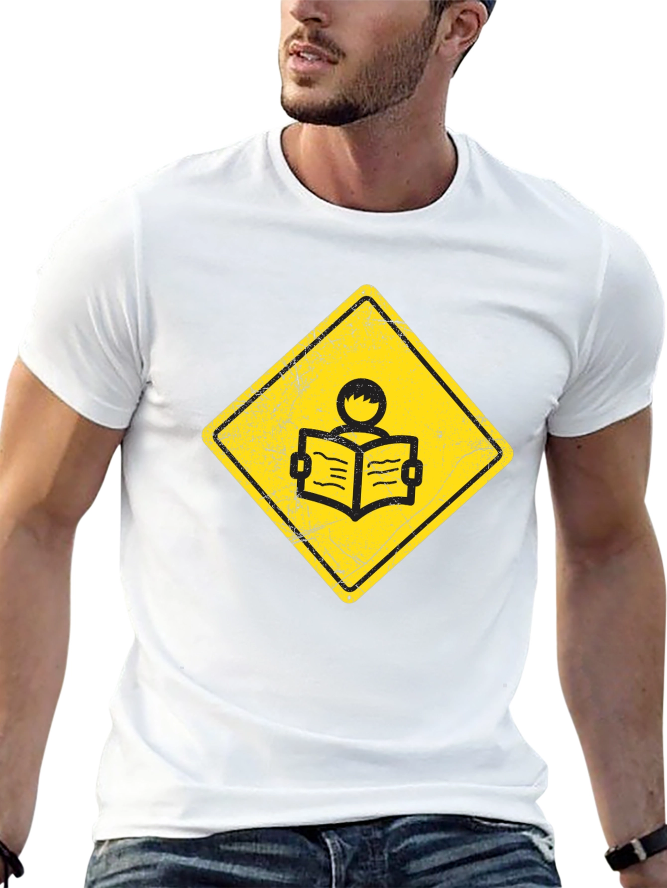 Caution Reader T-Shirt - Black Cotton Tee