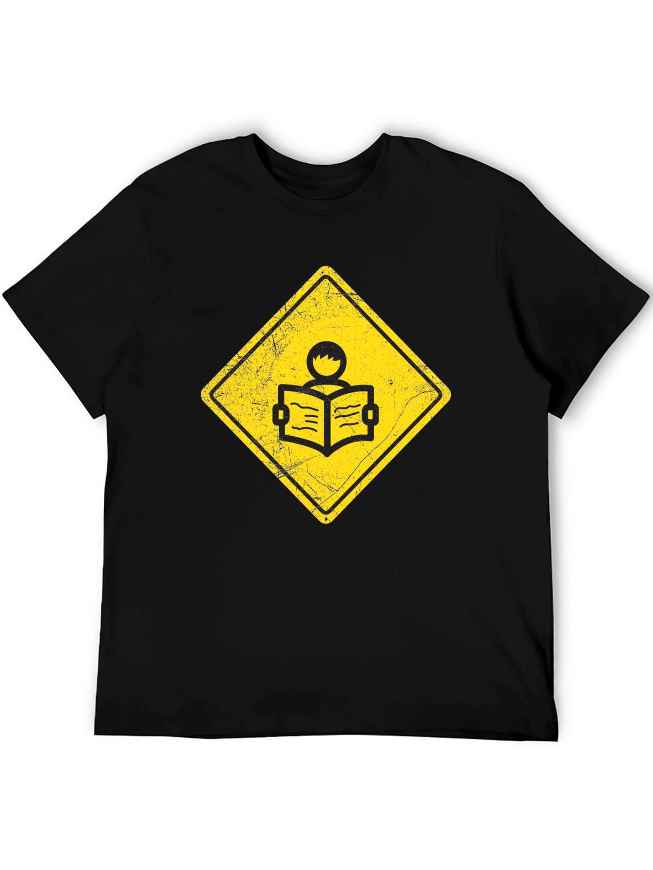 Caution Reader T-Shirt - Black Cotton Tee