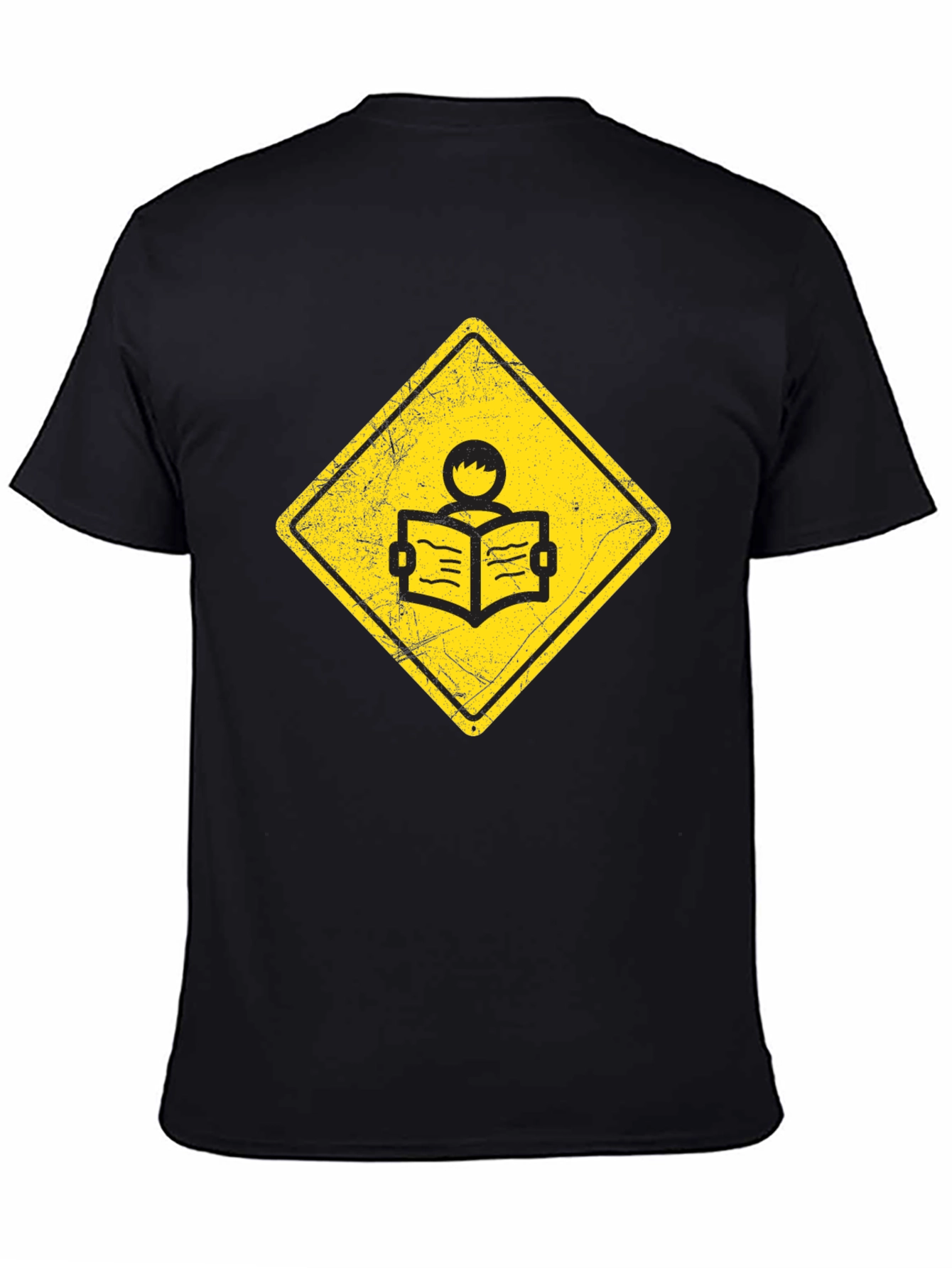 Caution Reader T-Shirt - Black Cotton Tee