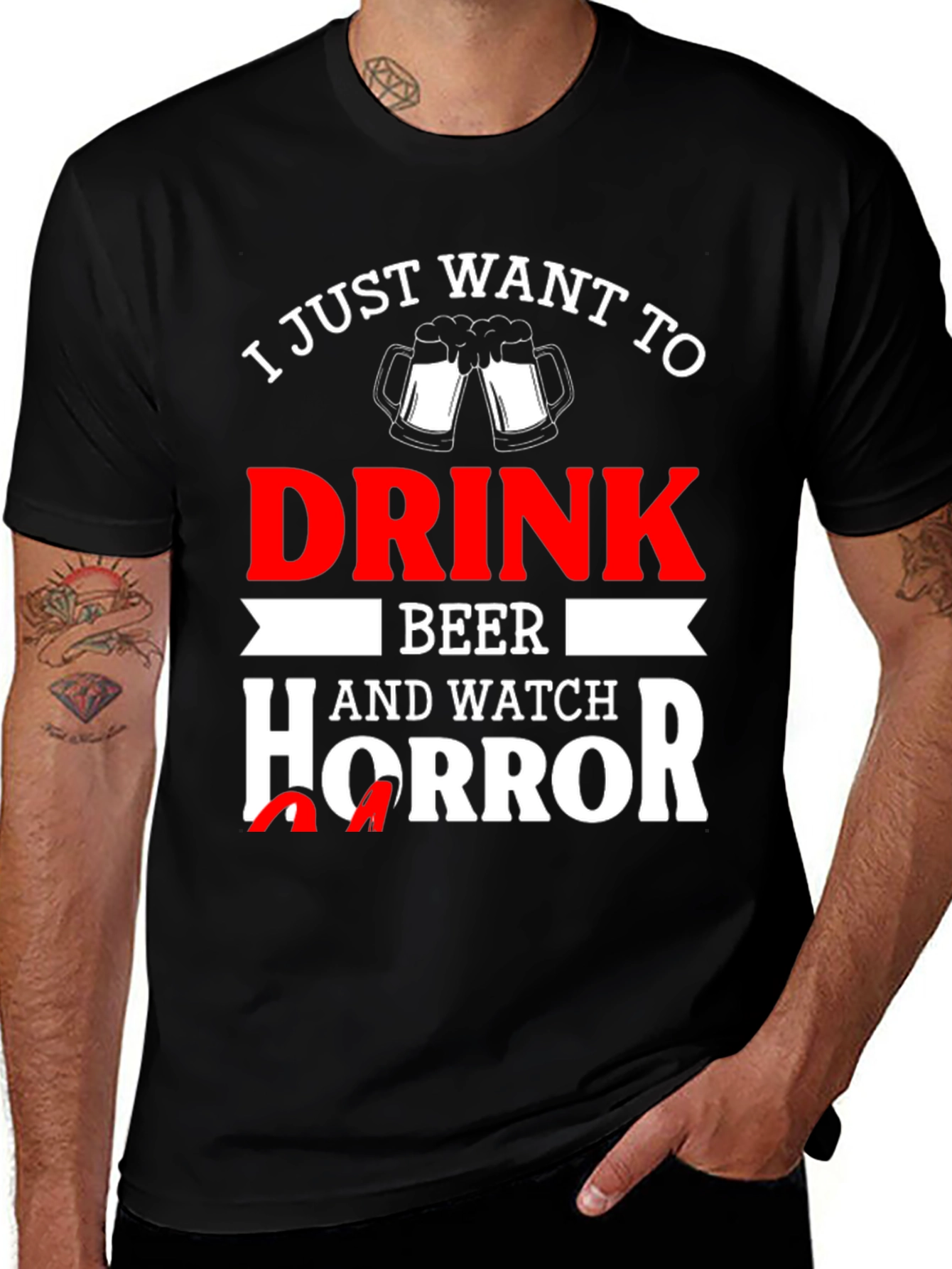 Drink Beer Watch Horror T-Shirt