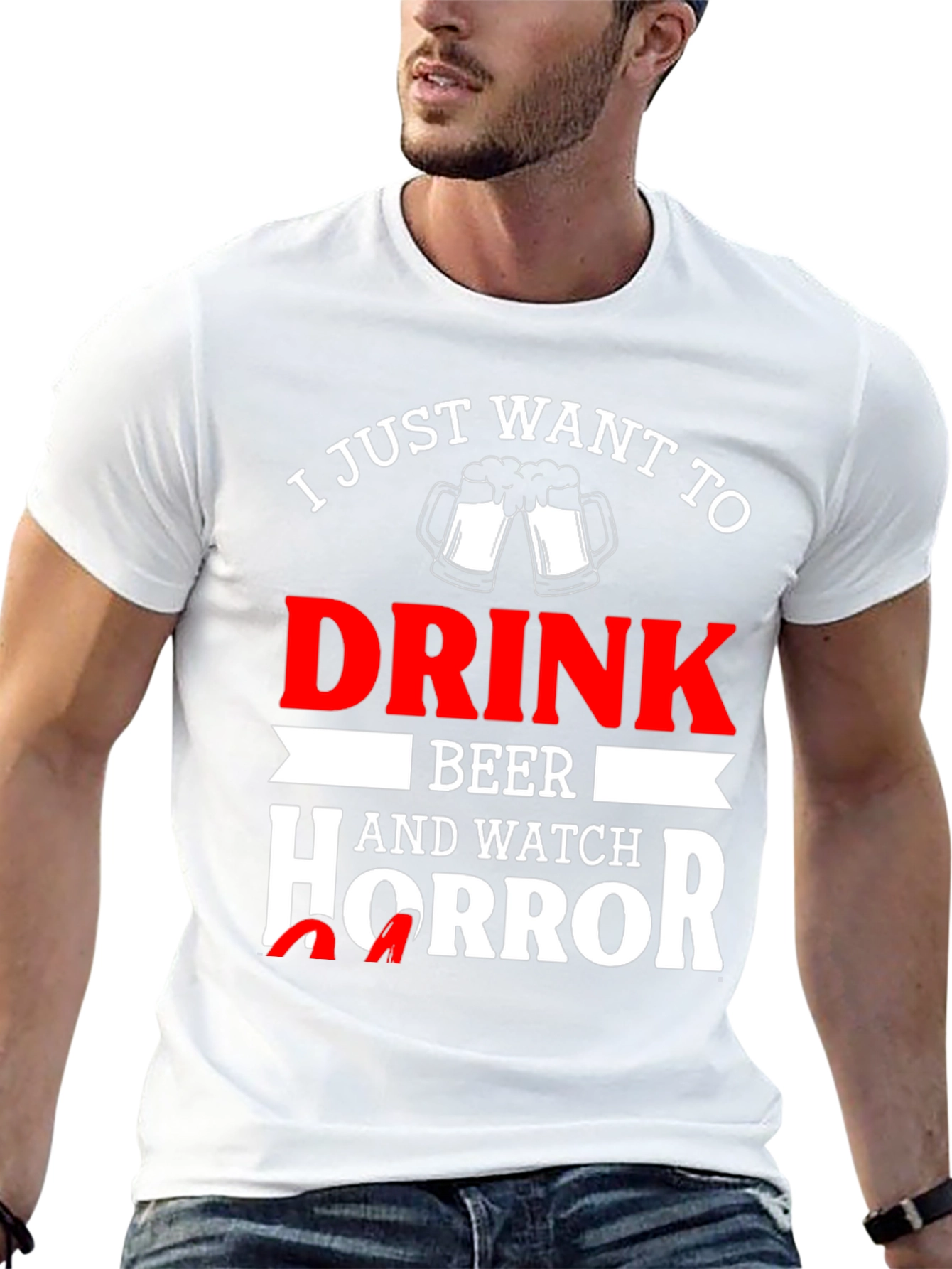 Drink Beer Watch Horror T-Shirt