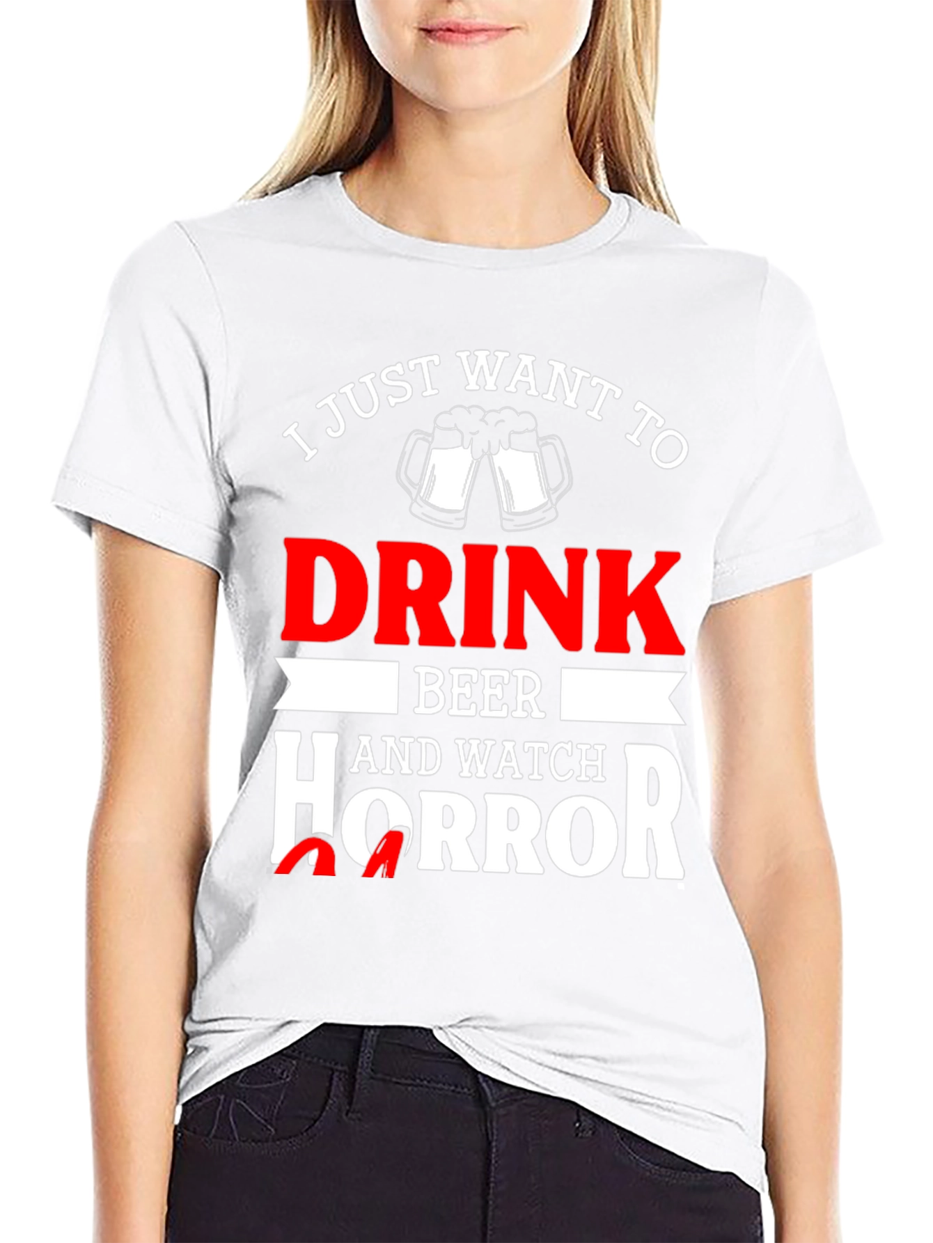 Drink Beer Watch Horror T-Shirt