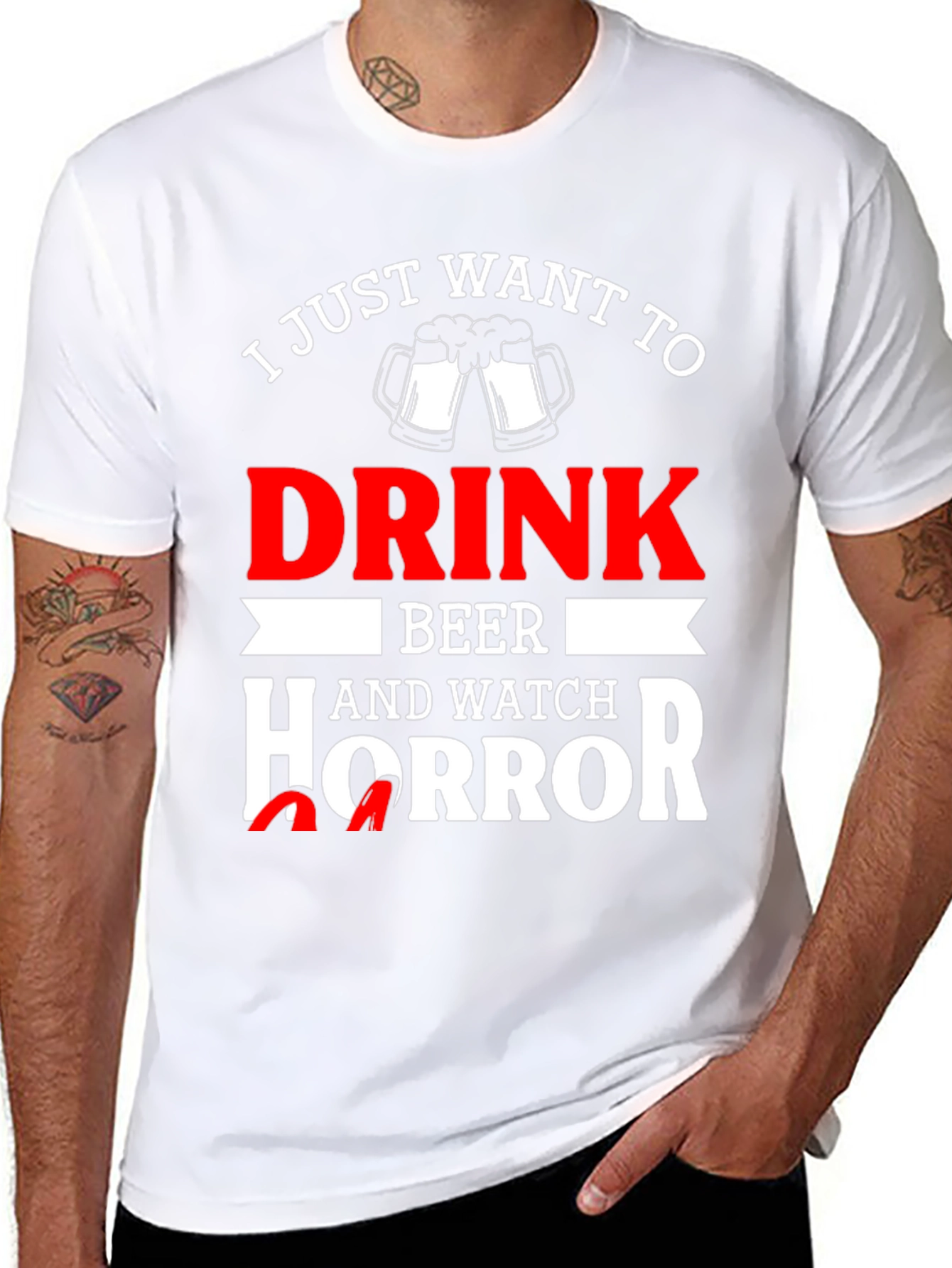Drink Beer Watch Horror T-Shirt