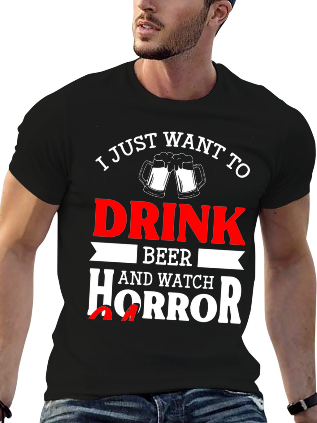 Drink Beer Watch Horror T-Shirt