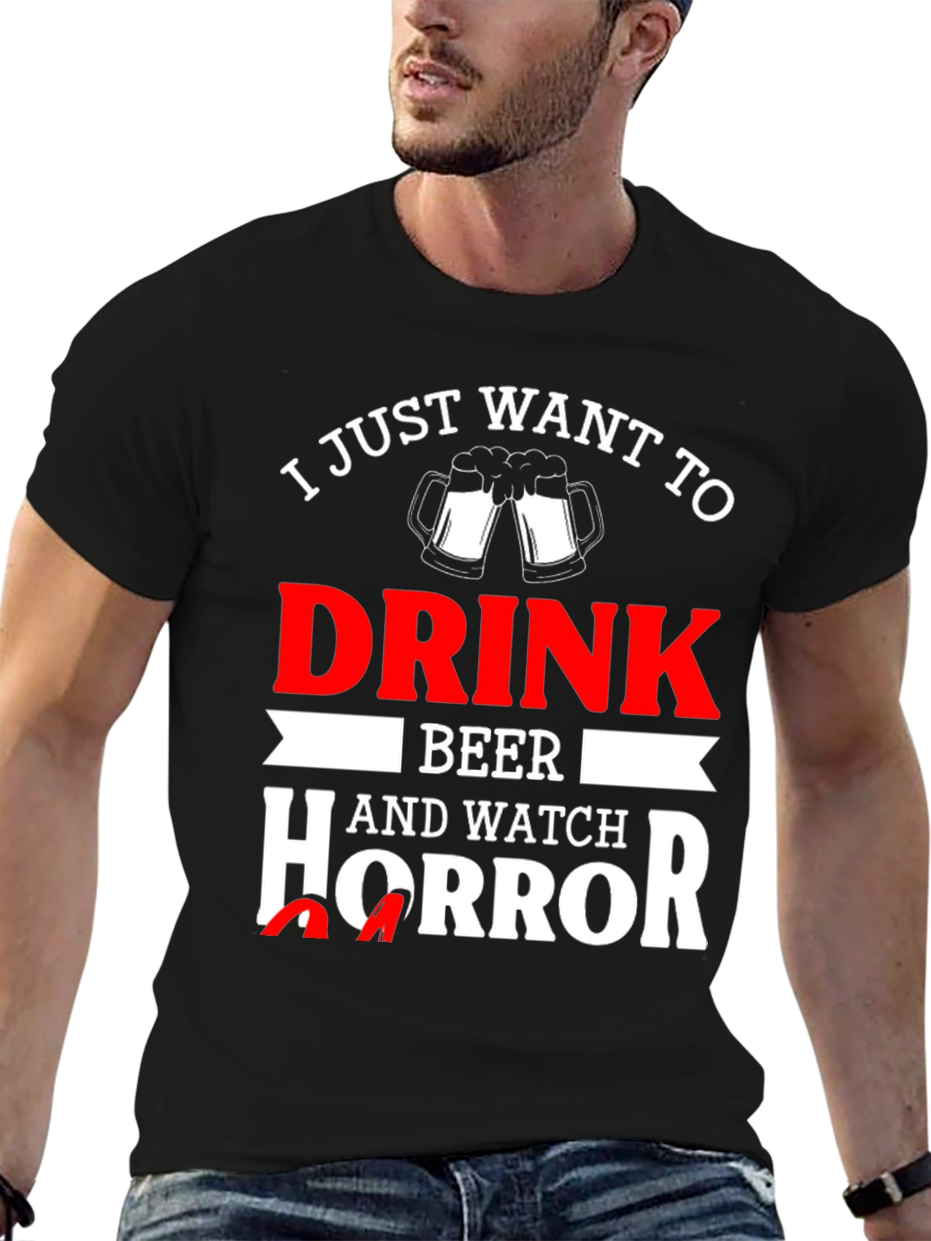 Drink Beer Watch Horror T-Shirt