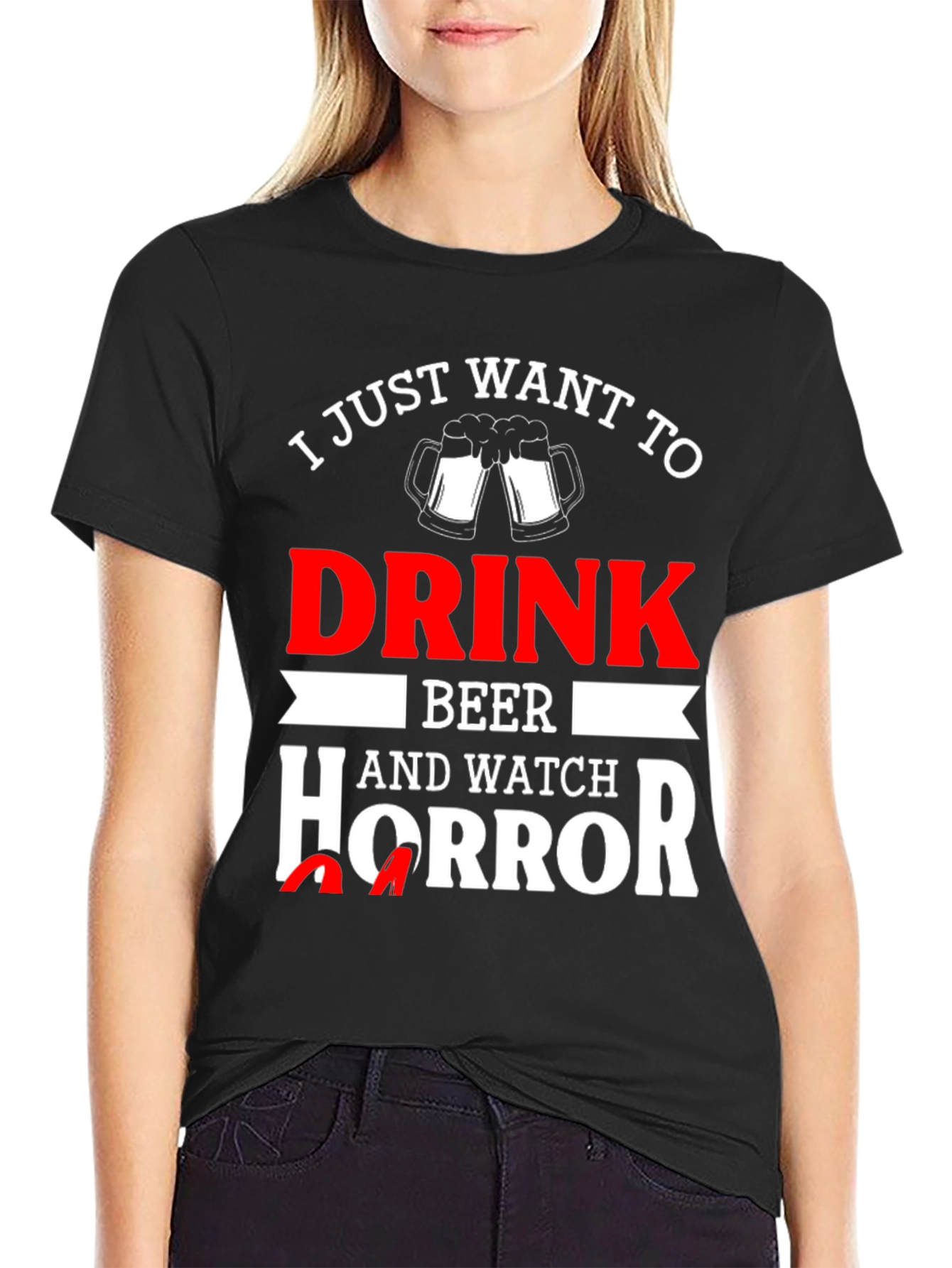 Drink Beer Watch Horror T-Shirt