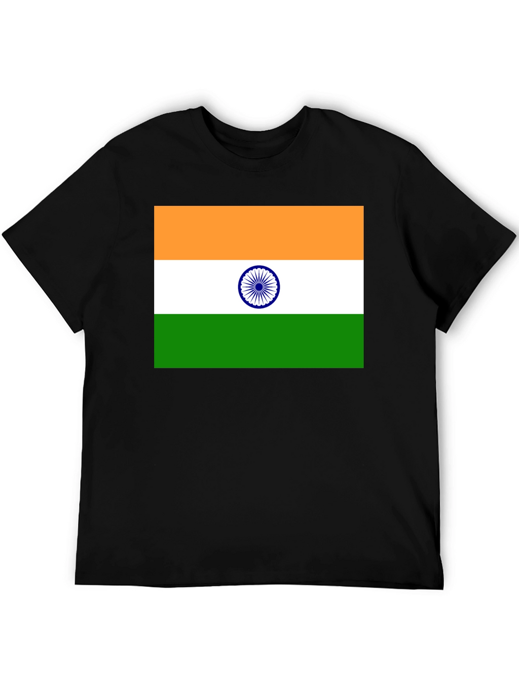 India Flag Graphic T-Shirt - Black Cotton Blend