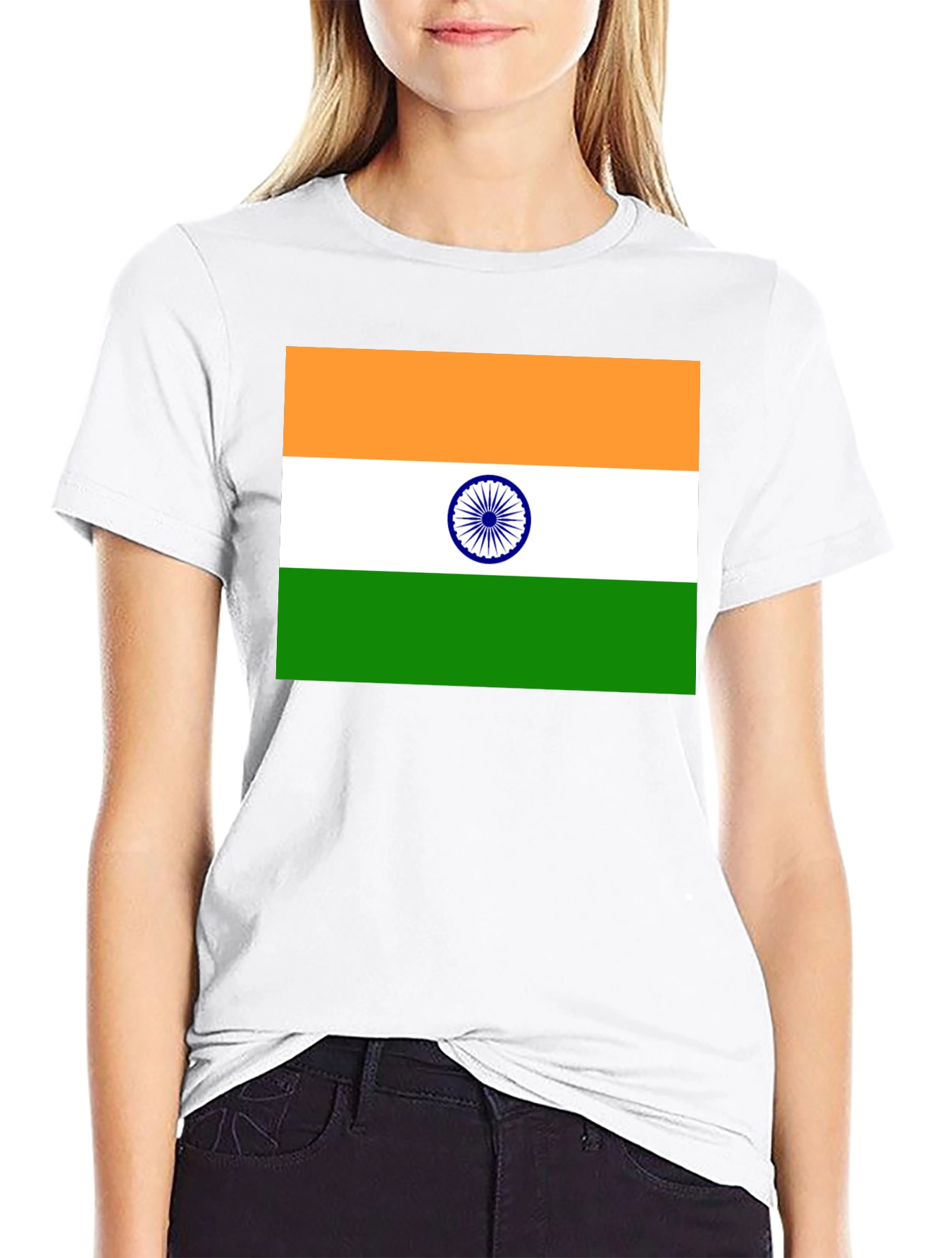 India Flag Graphic T-Shirt - Black Cotton Blend