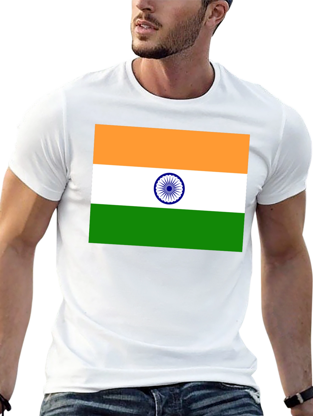 India Flag Graphic T-Shirt - Black Cotton Blend