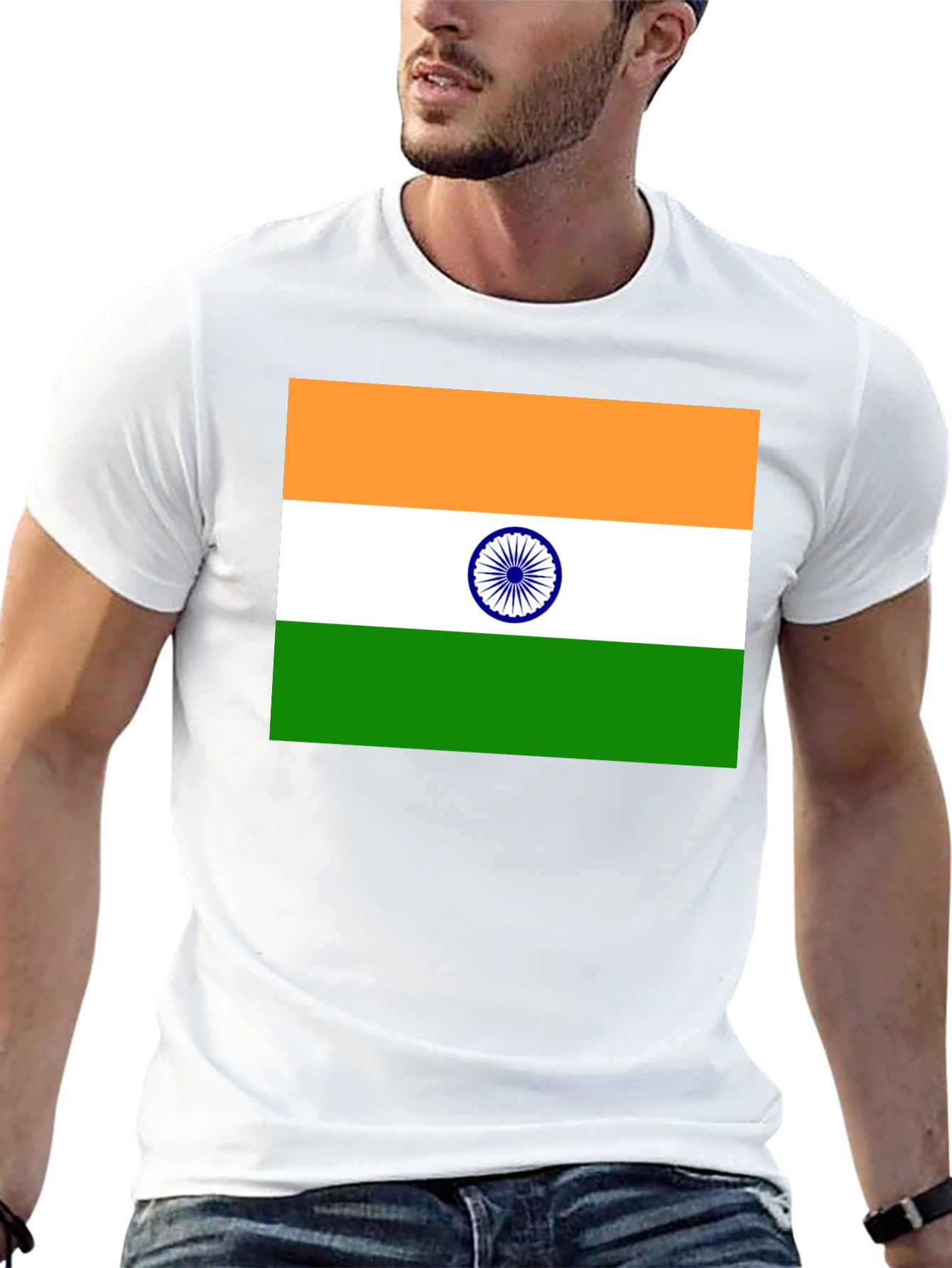 India Flag Graphic T-Shirt - Black Cotton Blend