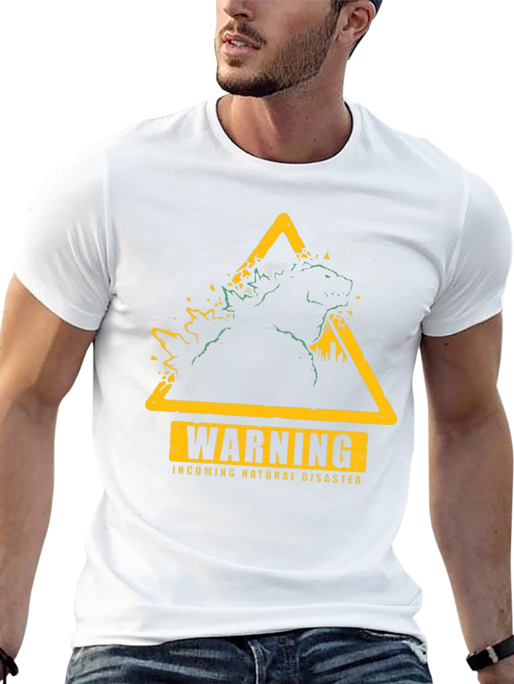 Warning Godzilla Natural Disaster Graphic T-Shirt