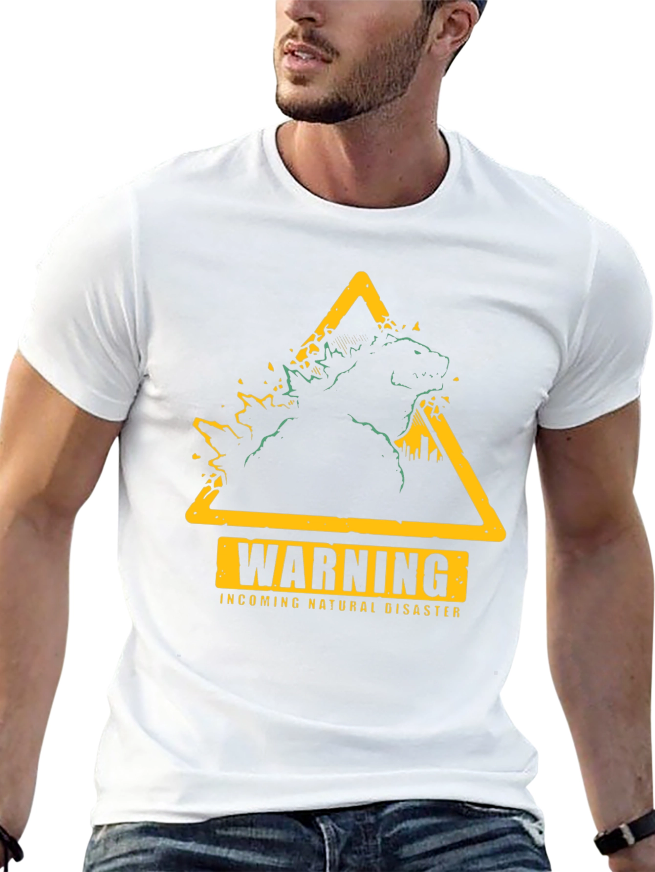 Warning Godzilla Natural Disaster Graphic T-Shirt