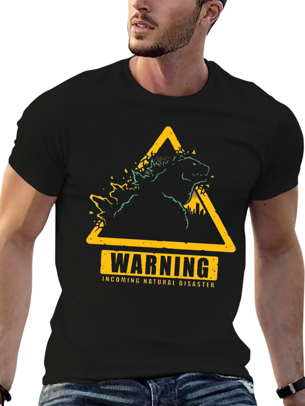 Warning Godzilla Natural Disaster Graphic T-Shirt