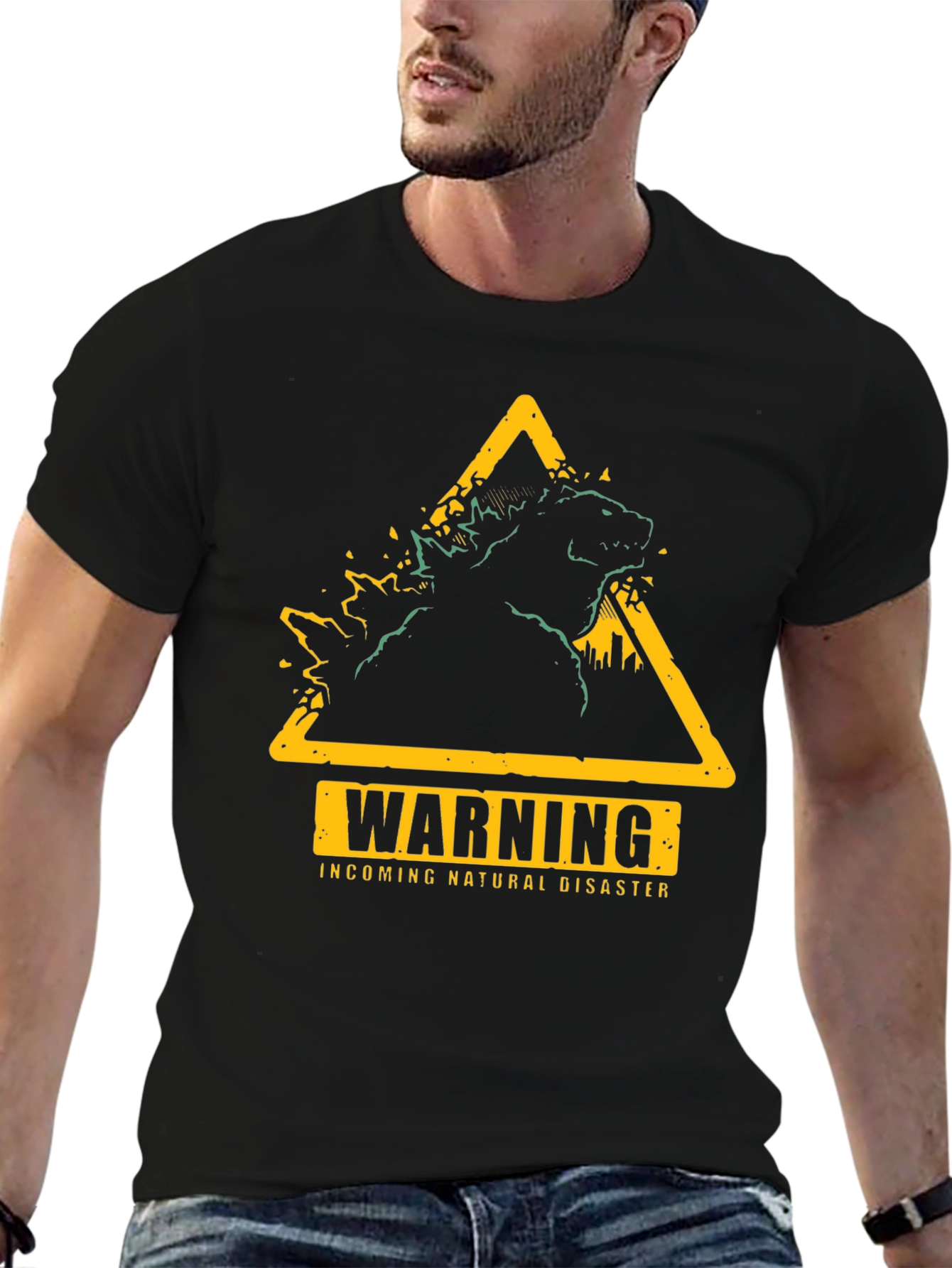 Warning Godzilla Natural Disaster Graphic T-Shirt