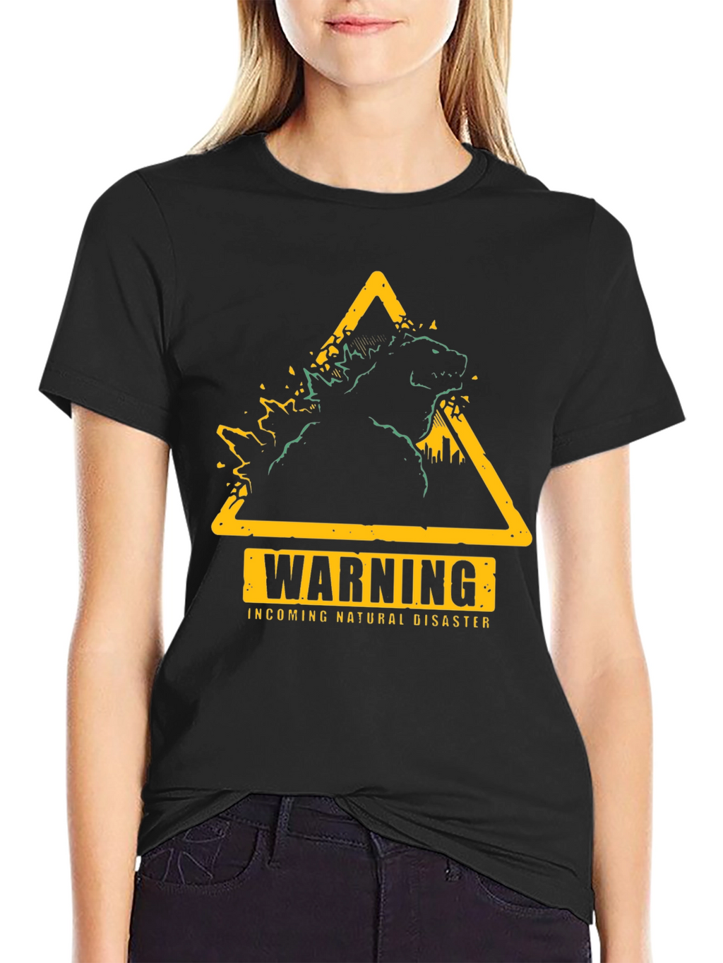 Warning Godzilla Natural Disaster Graphic T-Shirt