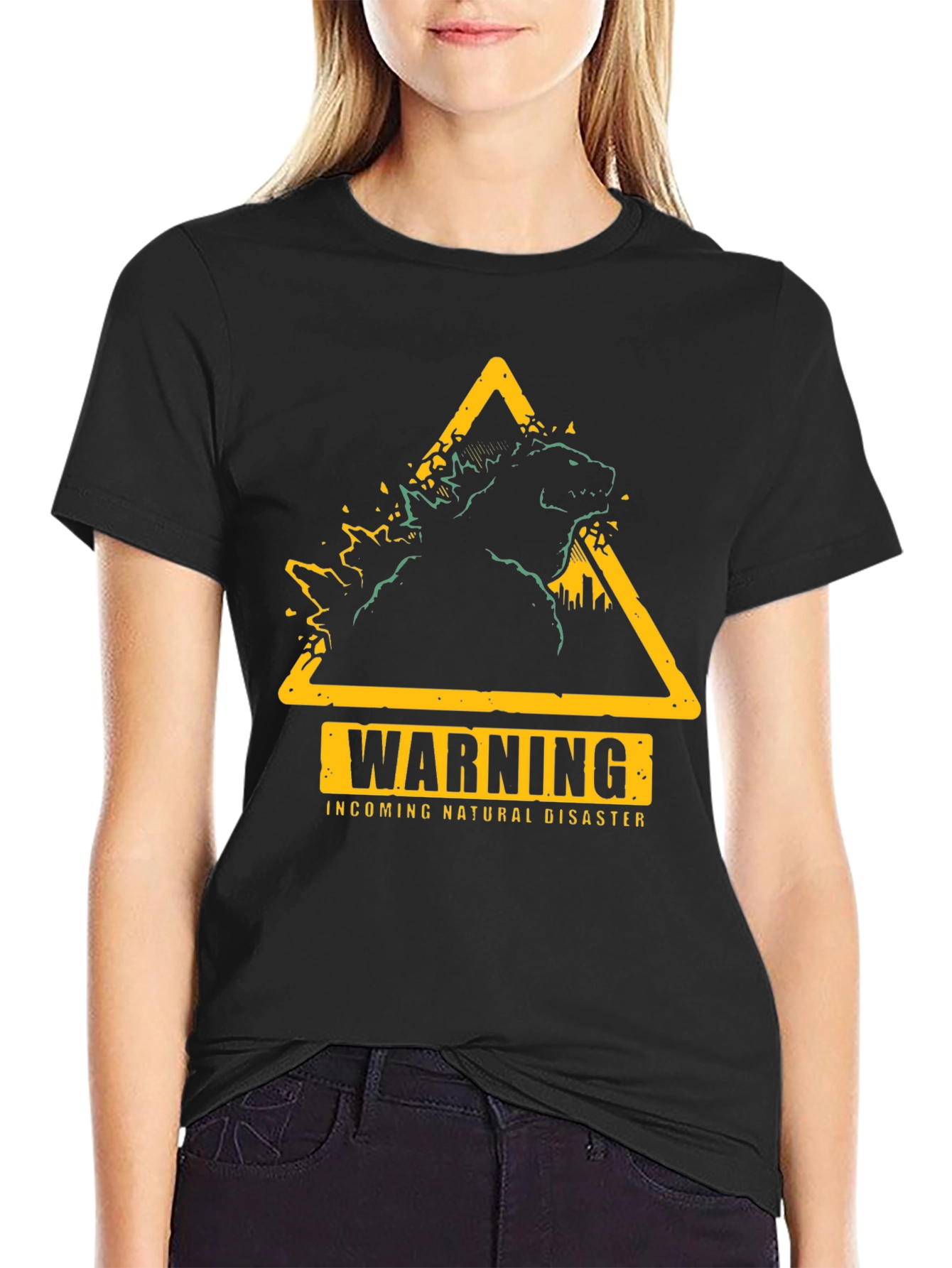 Warning Godzilla Natural Disaster Graphic T-Shirt