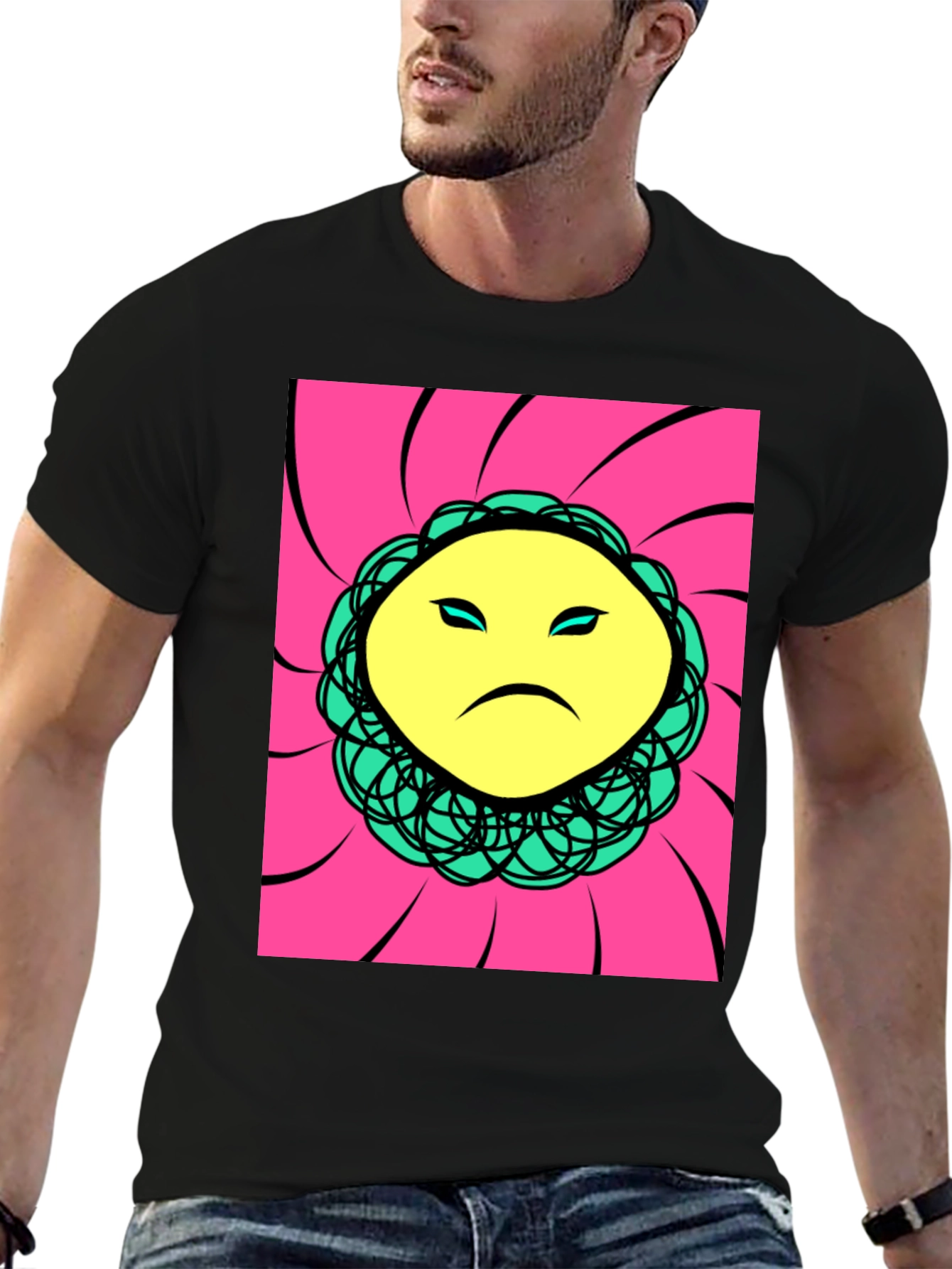 Sad Face Graphic Print T-Shirt